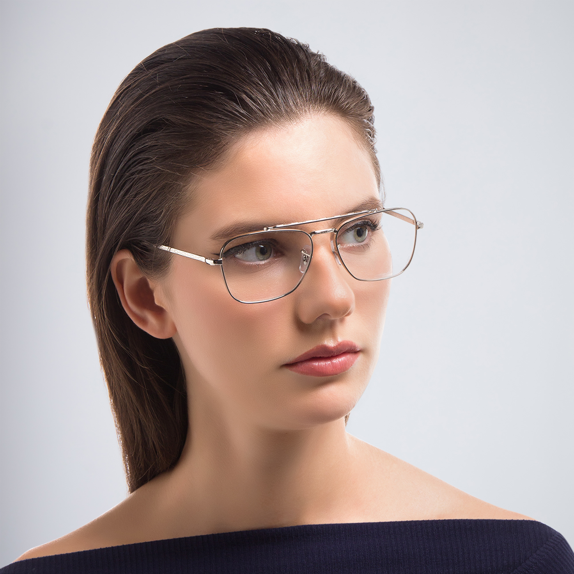Shop Ray-Ban New Caravan Unisex Wide Square Eyeglasses in Silver online.