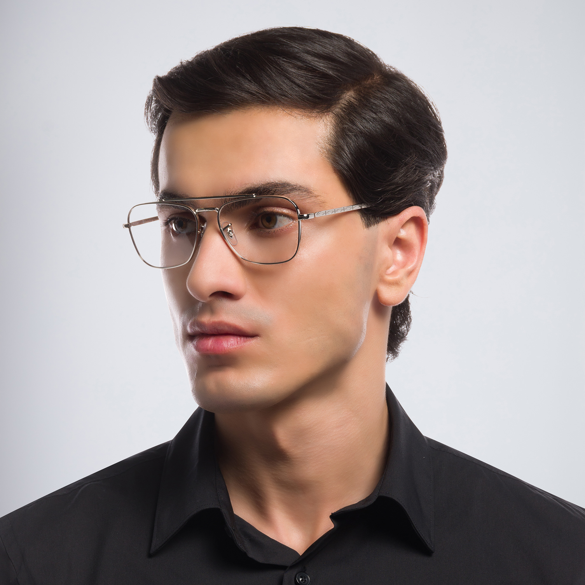 Shop Ray-Ban New Caravan Unisex Wide Square Eyeglasses in Silver online.