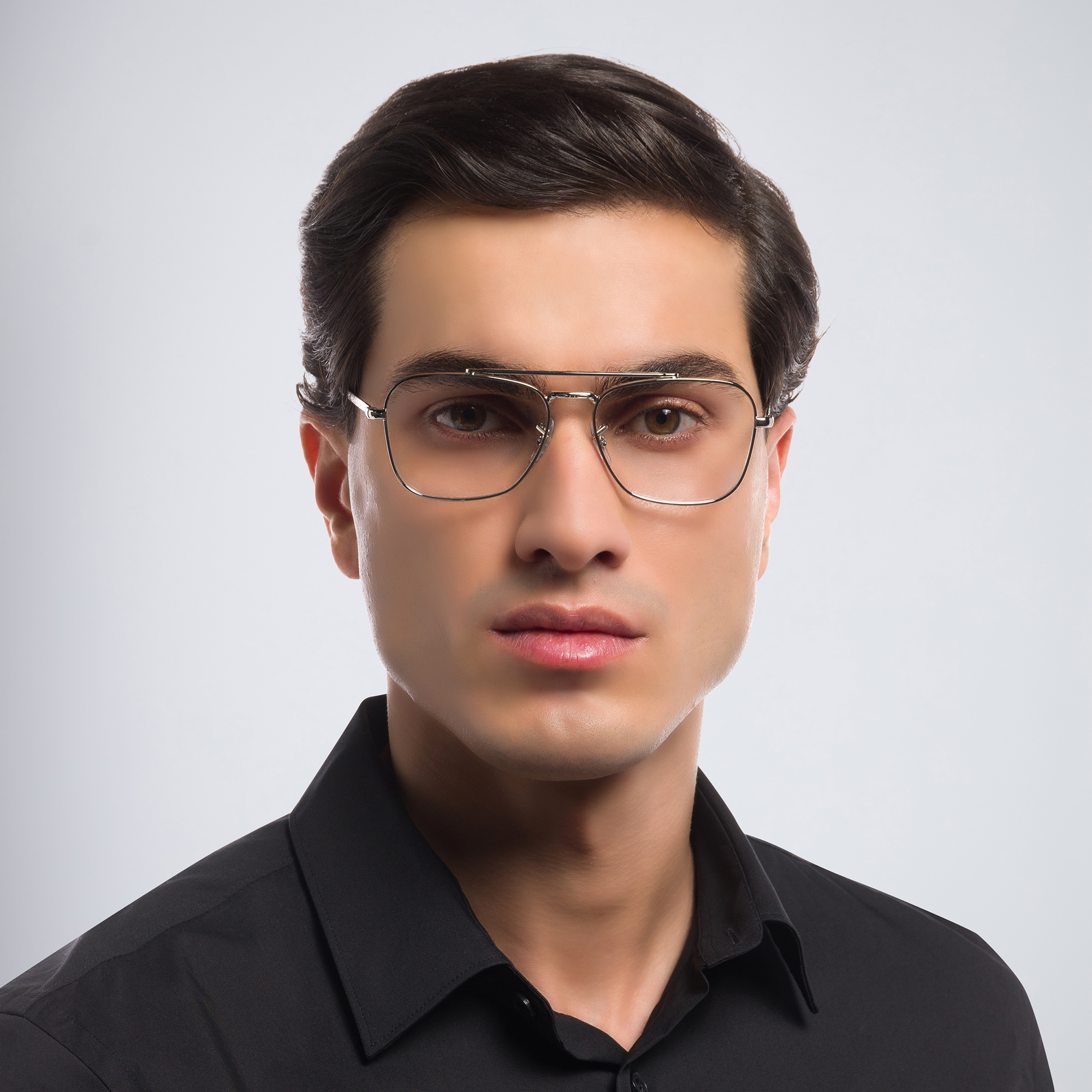 Shop Ray-Ban New Caravan Unisex Wide Square Eyeglasses in Silver online.