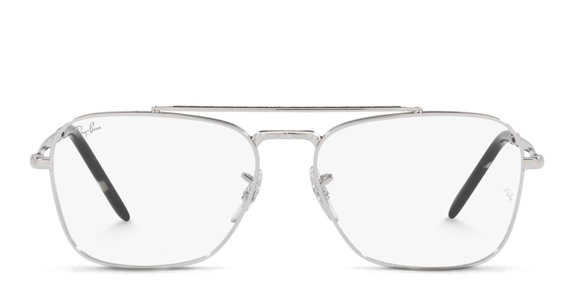 Shop Ray-Ban New Caravan Unisex Wide Square Eyeglasses in Silver online.