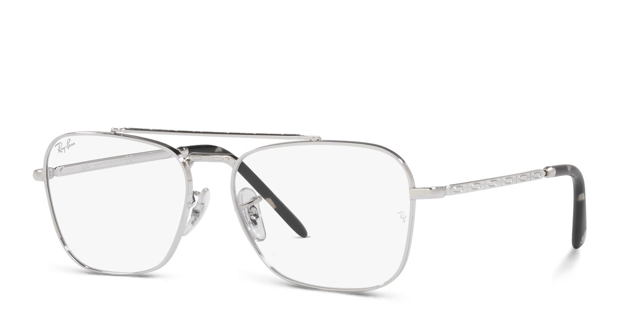 Shop Ray-Ban New Caravan Unisex Wide Square Eyeglasses in Silver online.