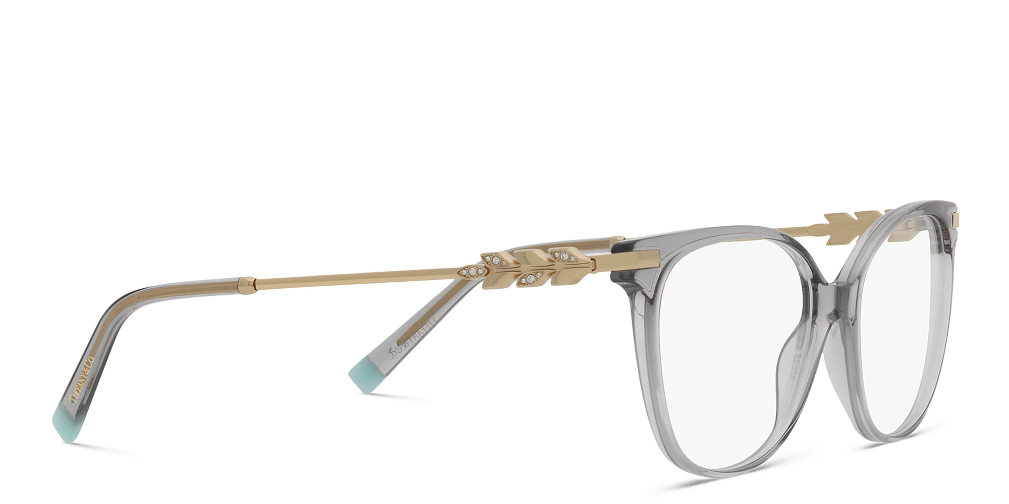 Shop TIFFANY Tiffany Victoria Cat-Eye Eyeglasses in Shiny Transparent Grey online.