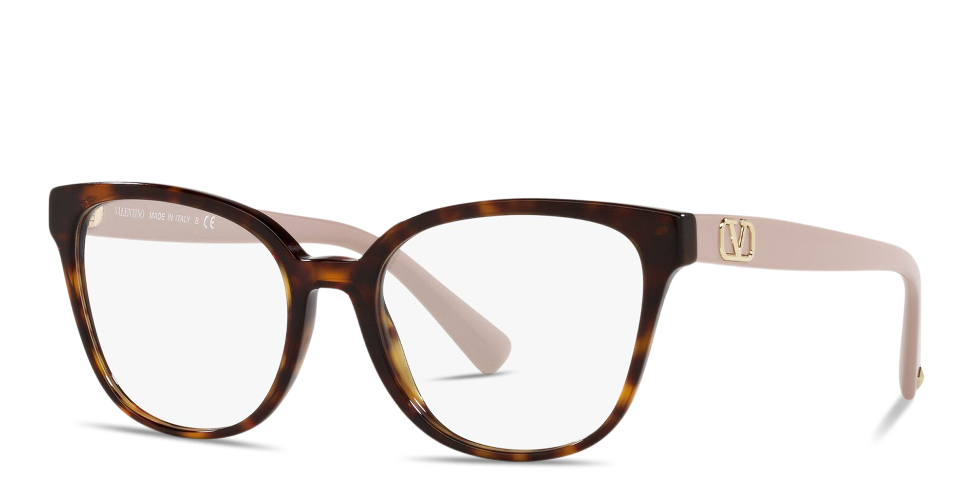VALENTINO V Logo Square Eyeglasses in Havana – Product Photo 2