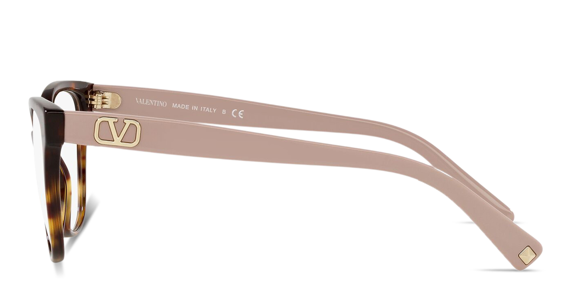 VALENTINO V Logo Square Eyeglasses in Havana – Product Photo 3