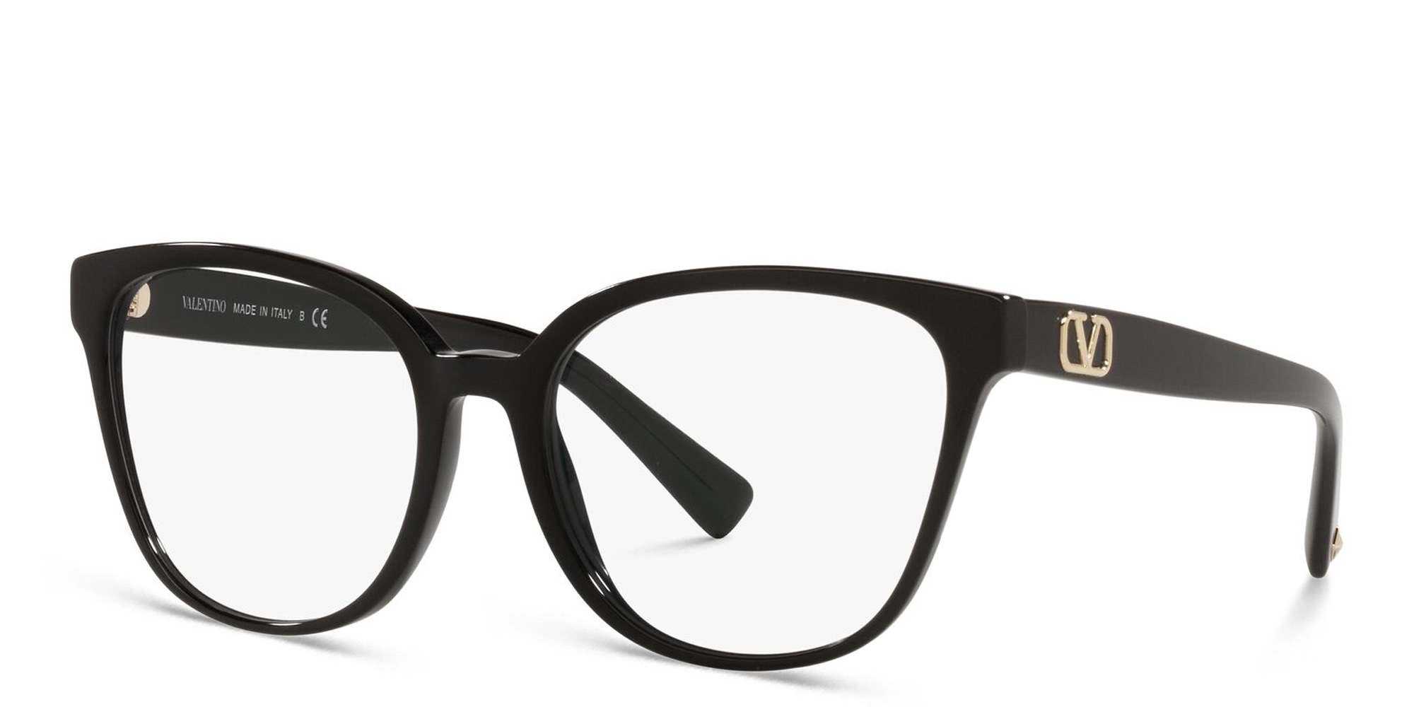 VALENTINO V Logo Square Eyeglasses in Black – Product Photo 2