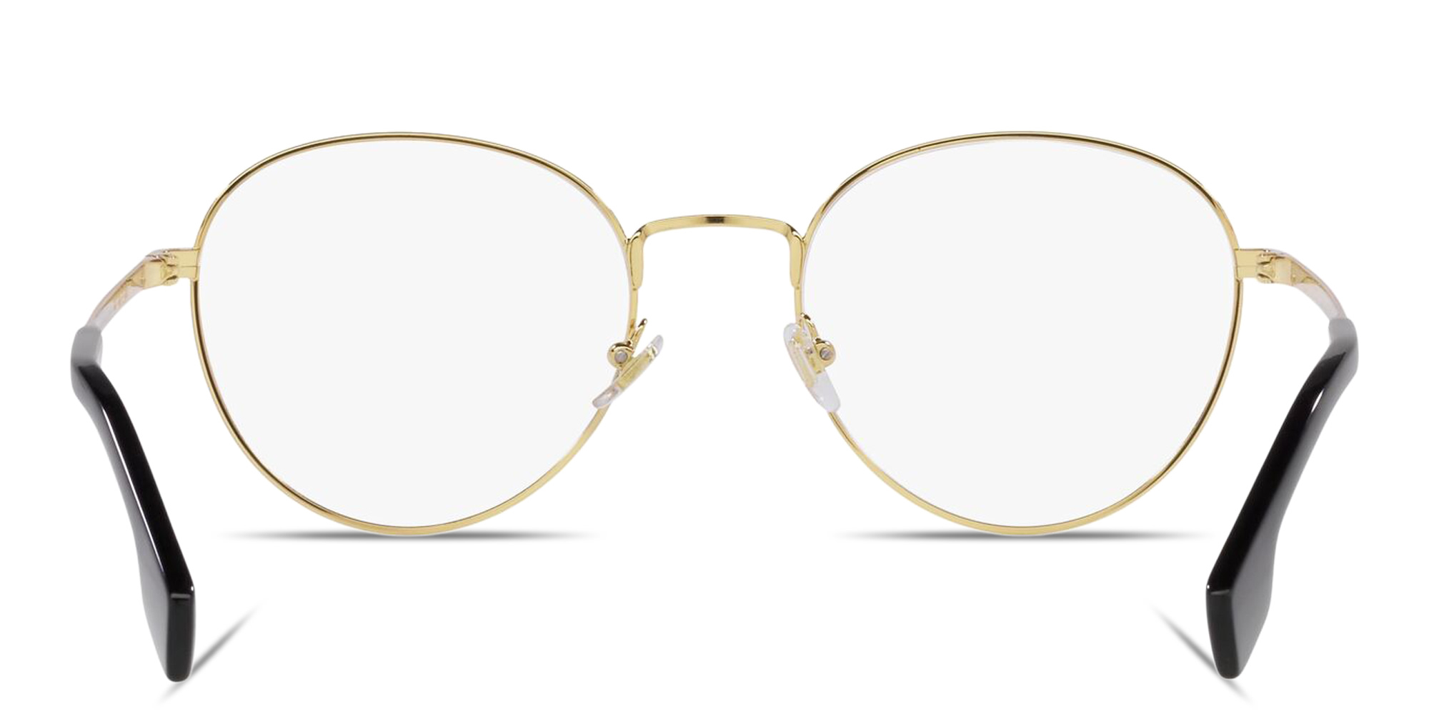 Shop VERSACE Logo Signature Round Eyeglasses in Gold online.