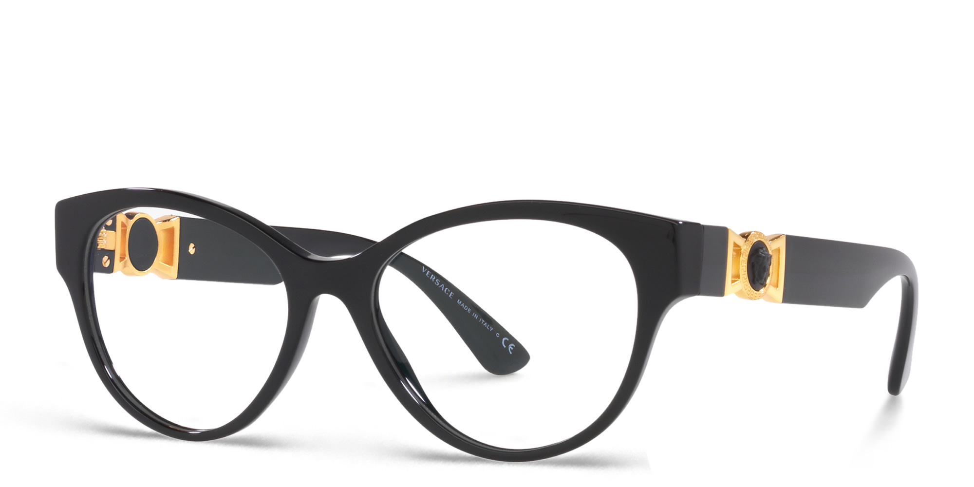 VERSACE Medusa Round Eyeglasses in Black – Product Photo 2