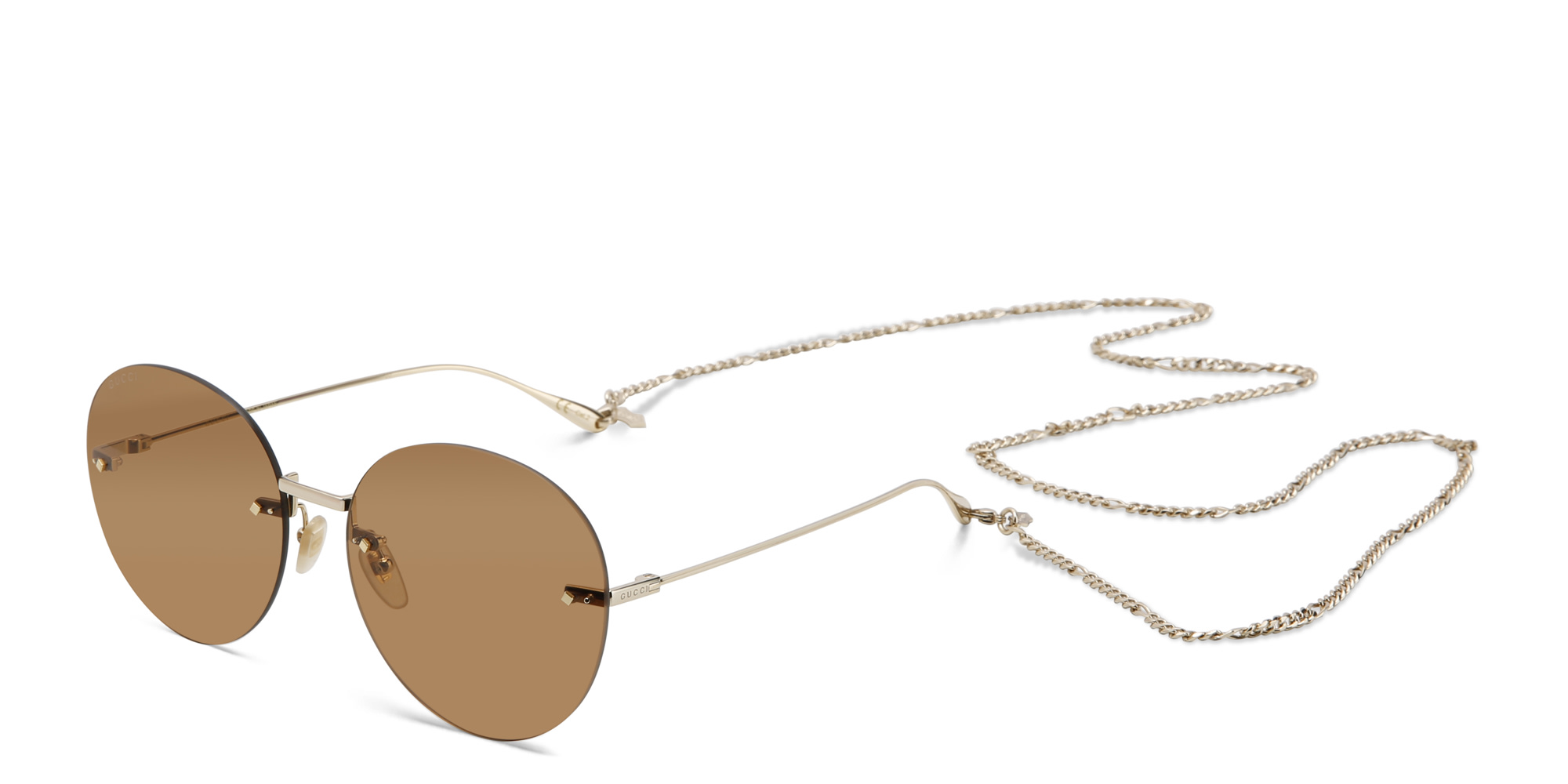 GUCCI Rimless Round Sunglasses in Gold – Product Photo 4