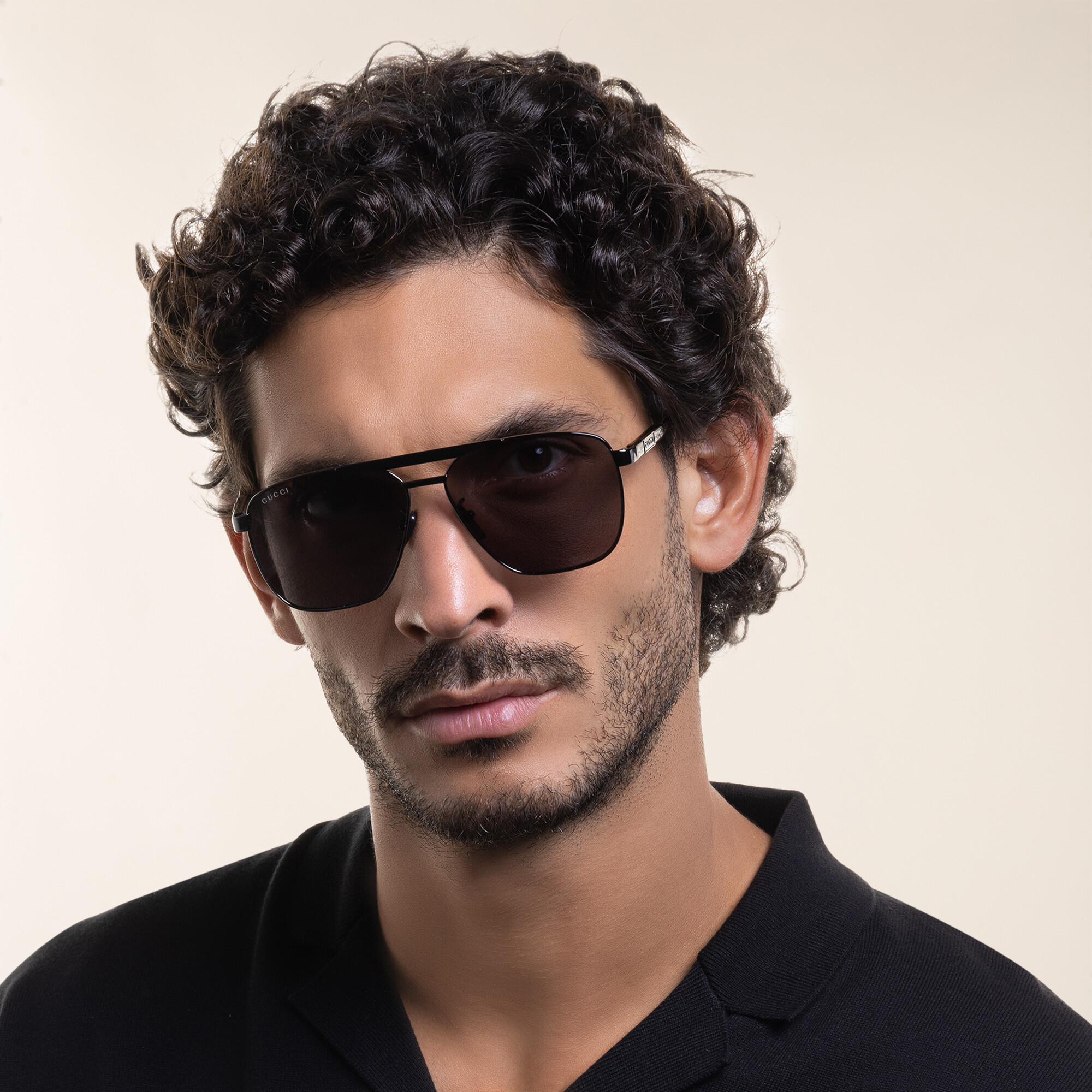 Shop GUCCI Aviator Sunglasses in Grey online.