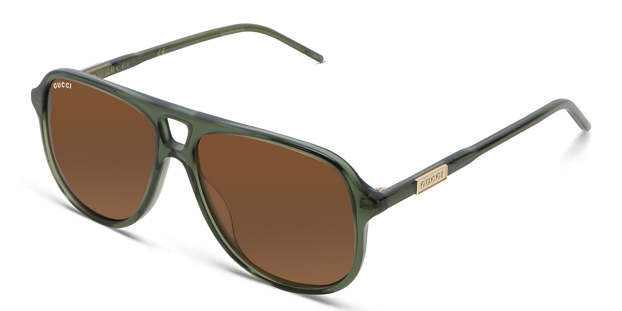 Shop GUCCI Aviator Sunglasses in Green online.
