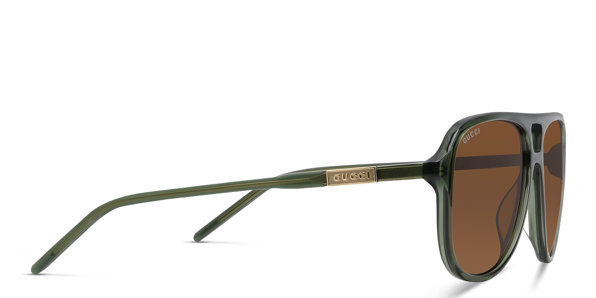Shop GUCCI Aviator Sunglasses in Green online.