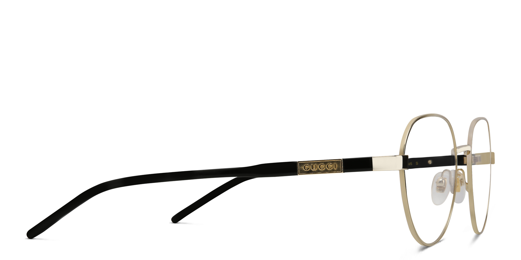 Shop GUCCI Round Eyeglasses in Gold online.