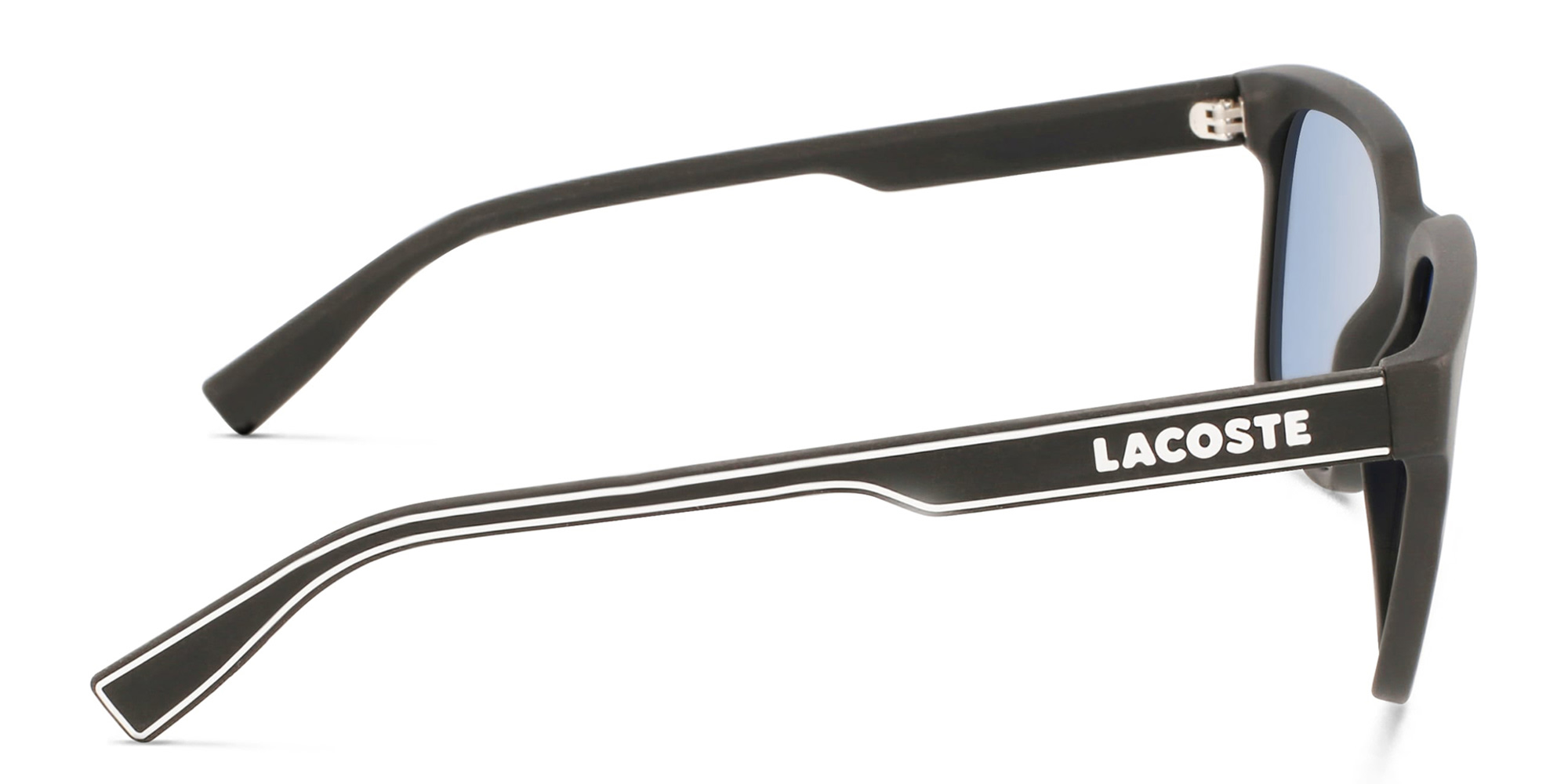 Shop Lacoste Rectangle Sunglasses in Black online.