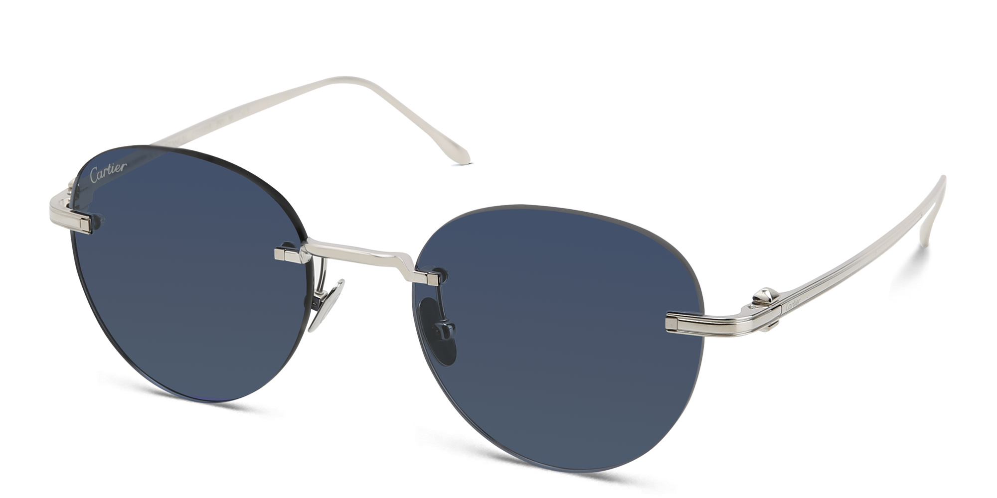 Shop Cartier Pasha de Cartier Round Sunglasses in Silver online.