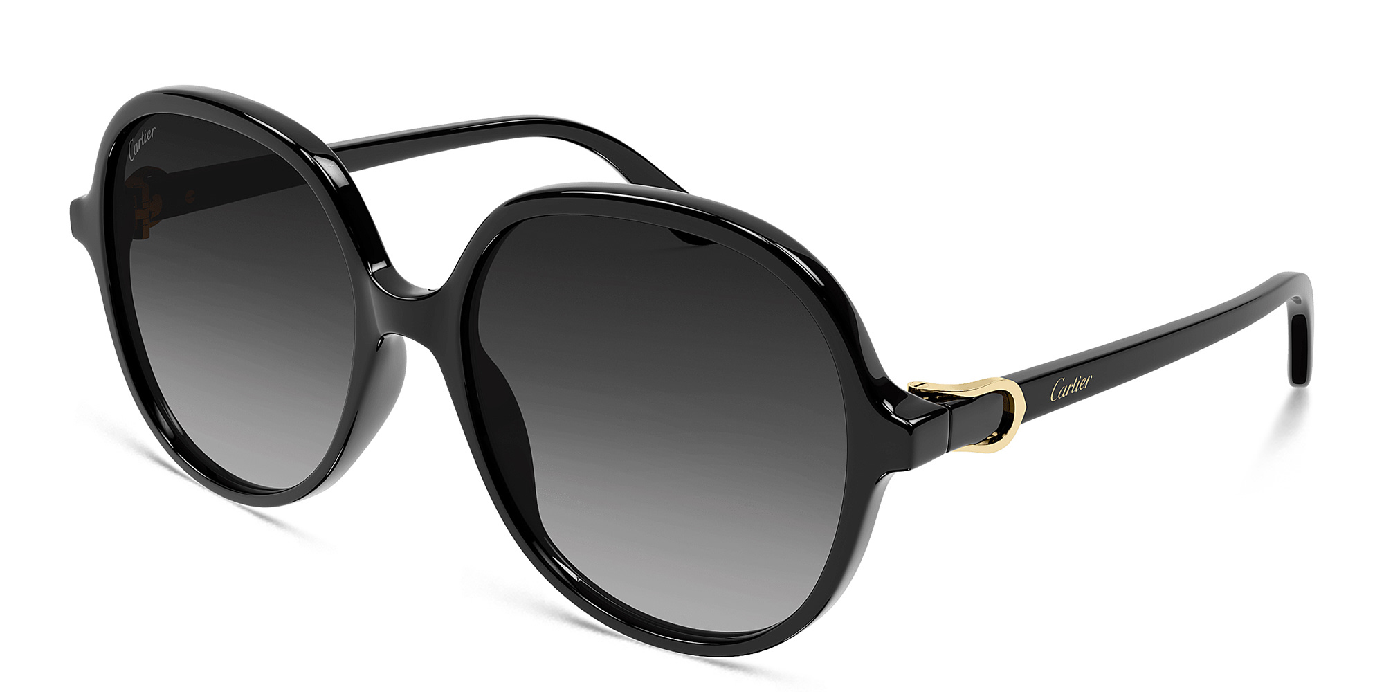 Shop Cartier Signature C de Cartier Panthos Sunglasses in Black online.