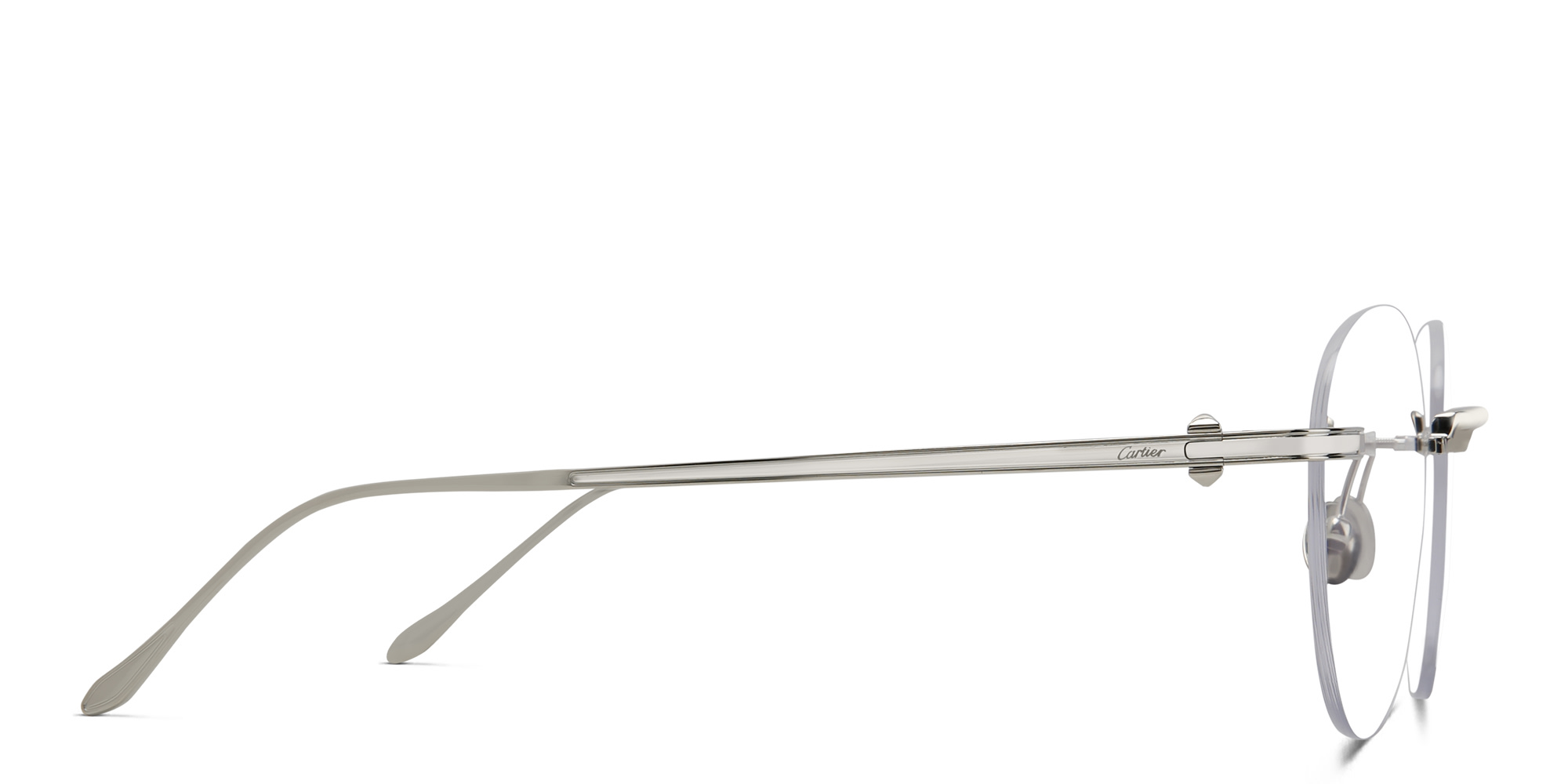 نظارات طبية باشا دو كارتييه بإطار دائري من كارتييه بلون فضي - صورة المنتج 3