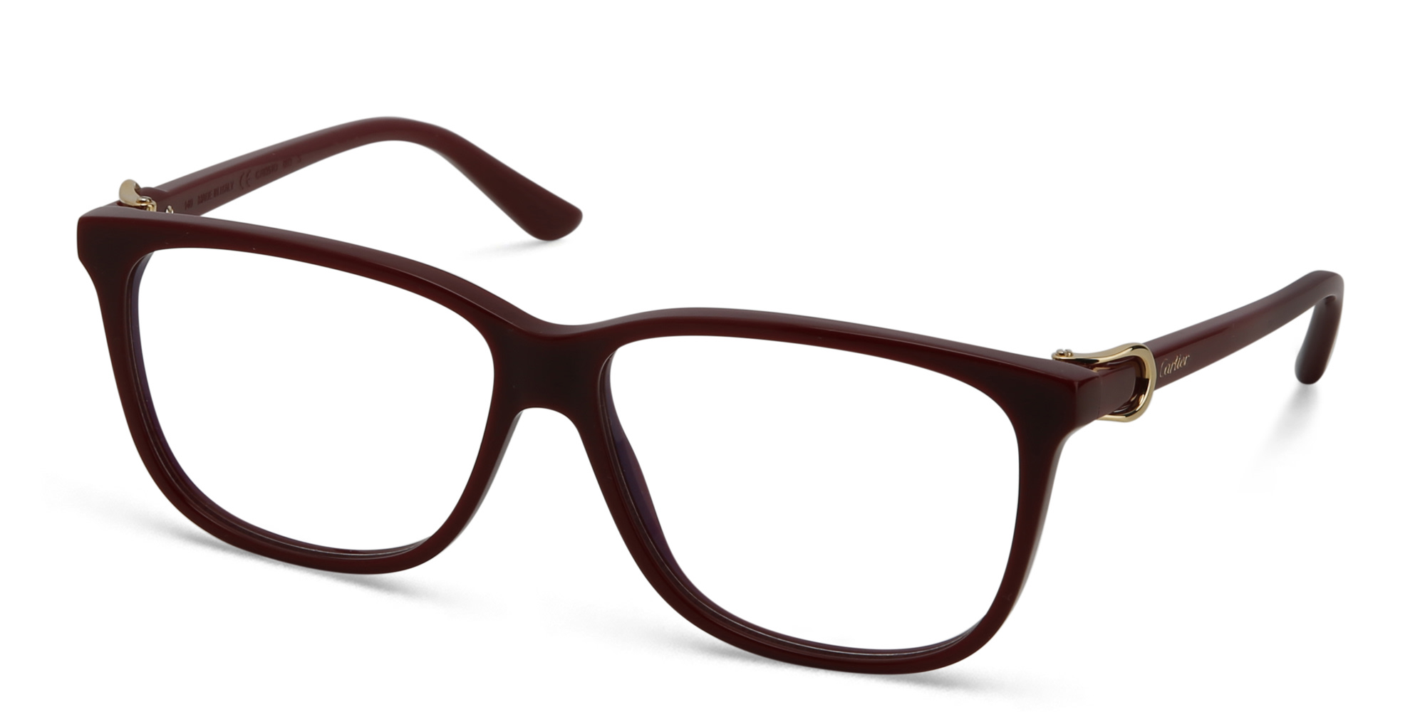 Shop Cartier Signature 'C'de Cartier Wide Rectangle Eyeglasses in Burgundy online.