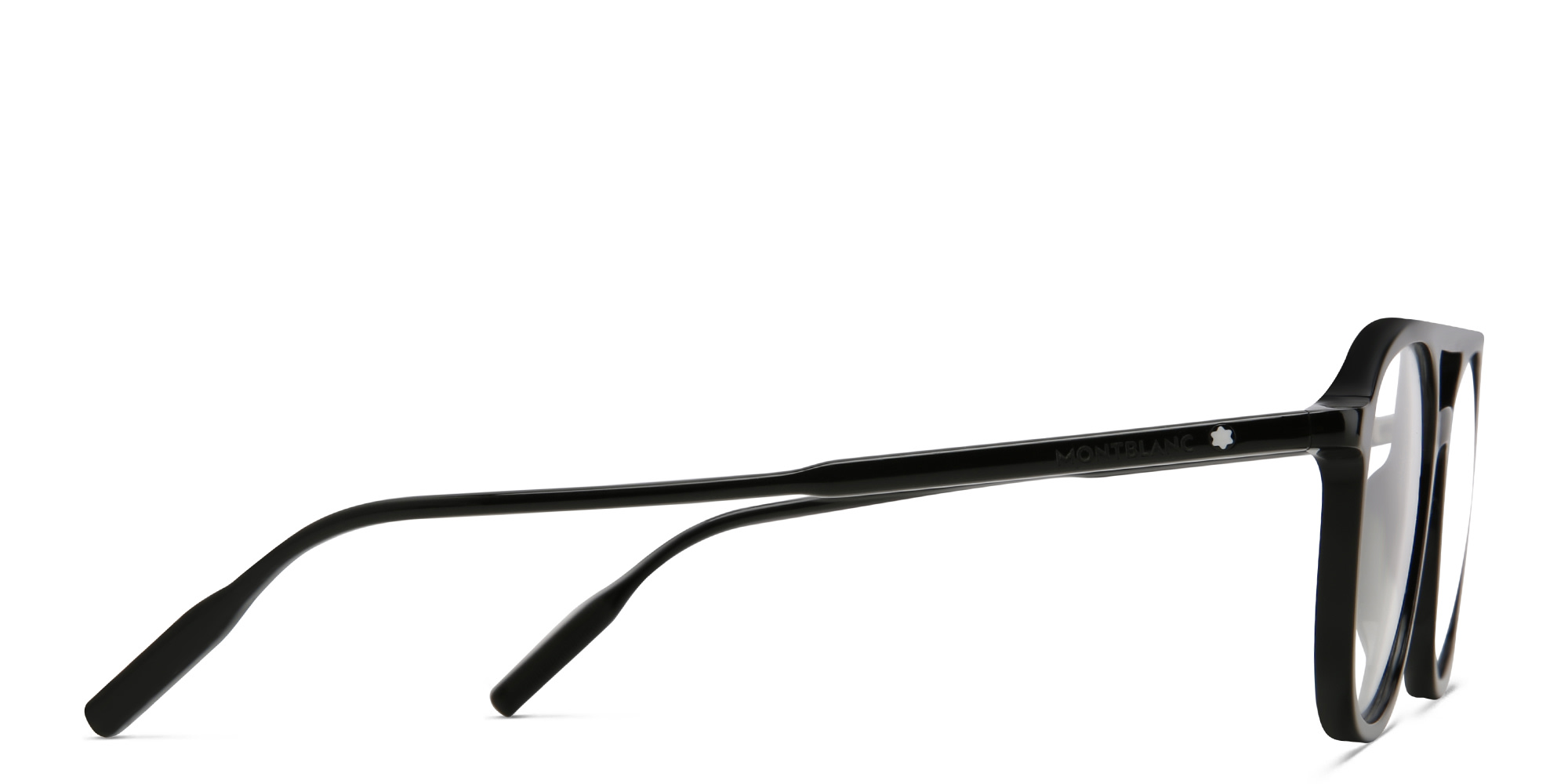 Shop MONTBLANC Wide Aviator Eyeglasses in Black online.
