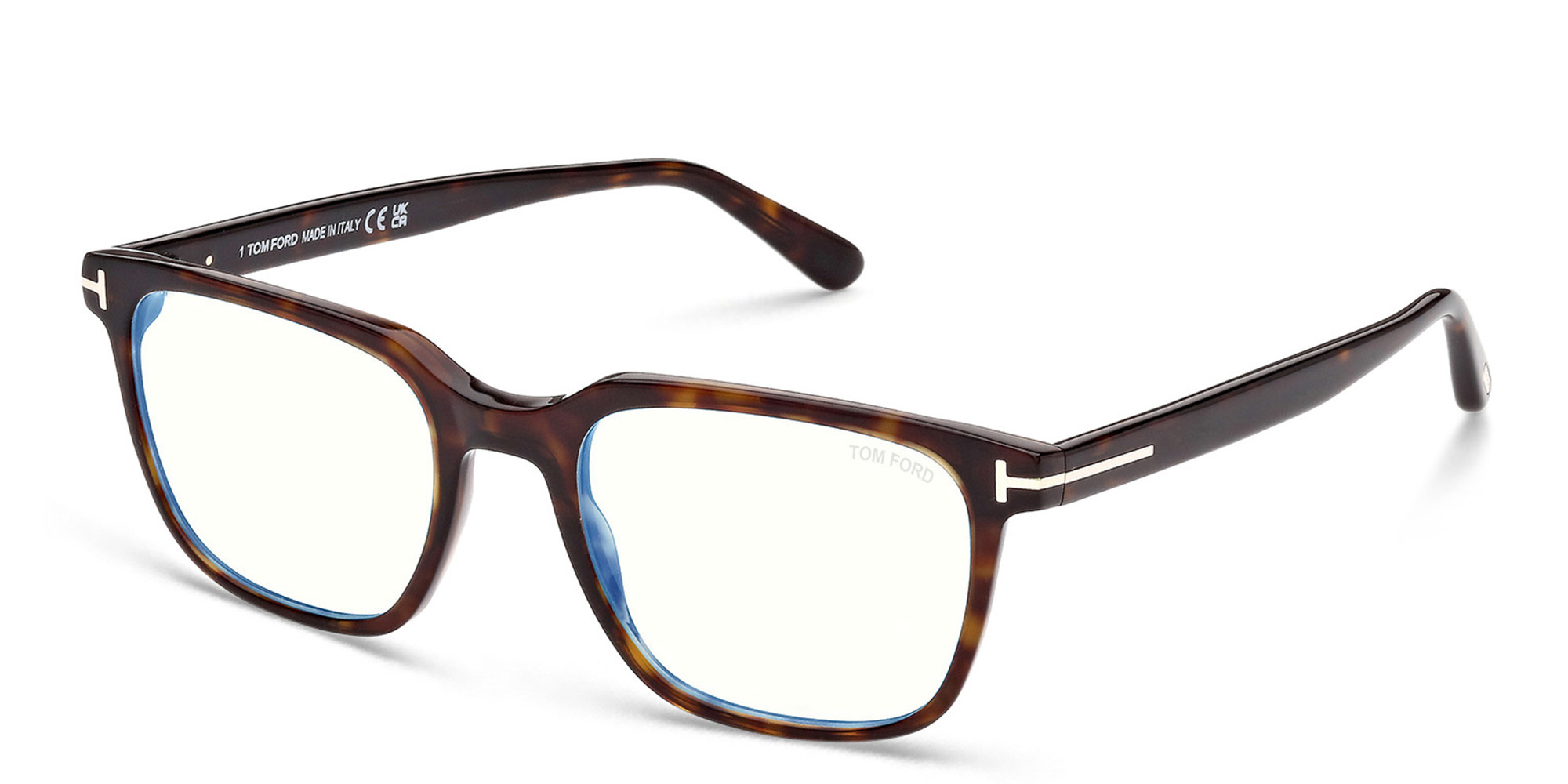 Shop TOM FORD Square Eyeglasses in Dark Havana online.