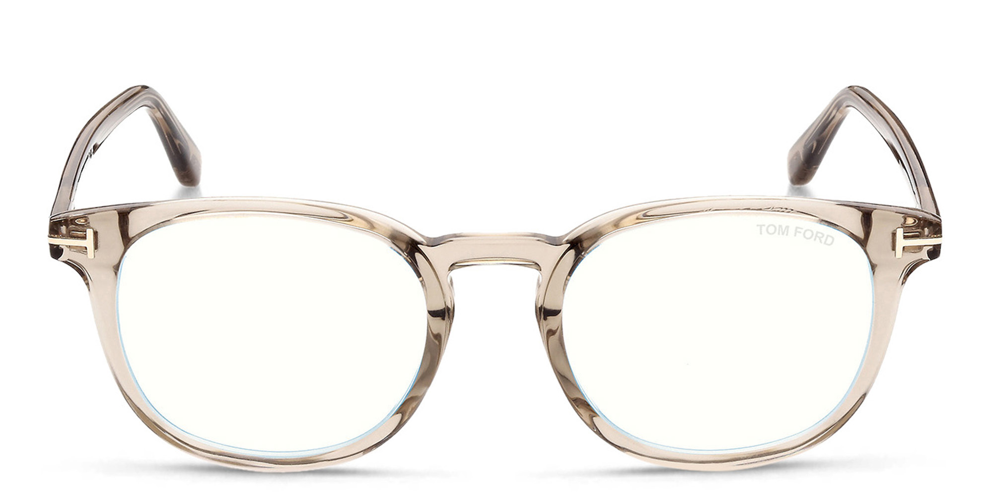 Shop TOM FORD Round Eyeglasses in Beige online.