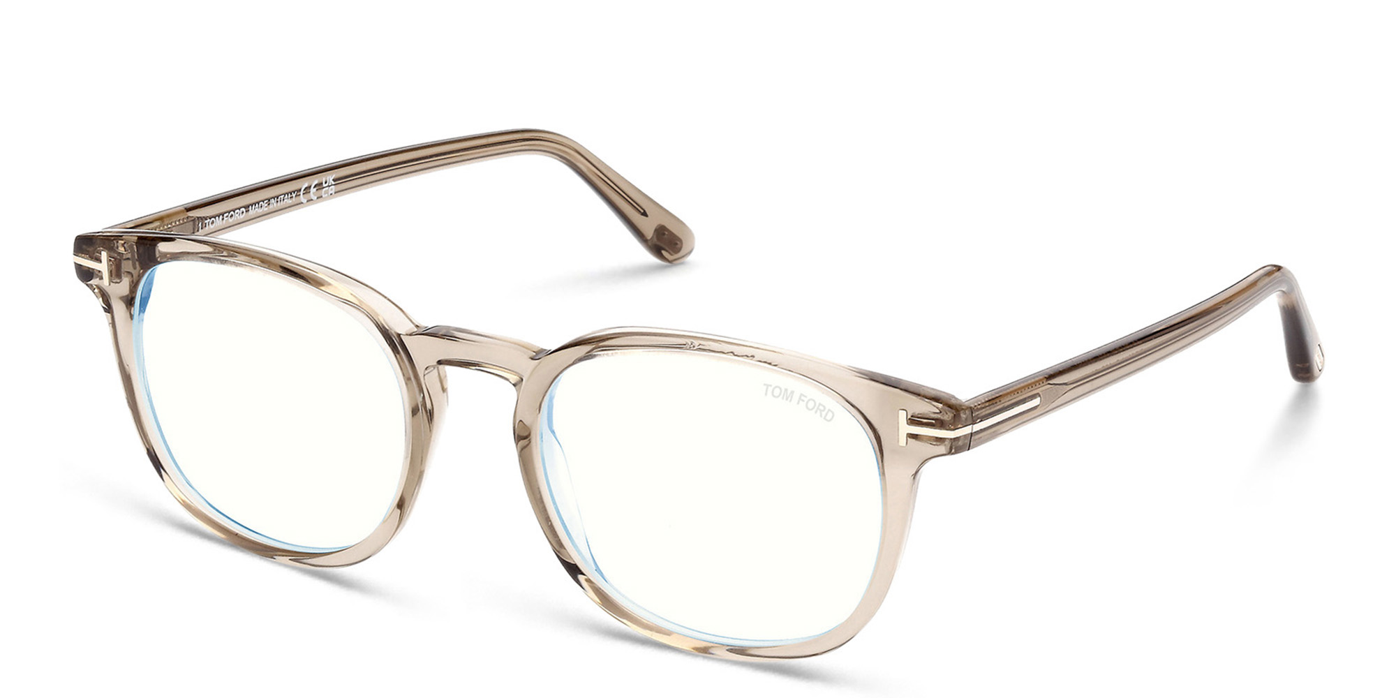 Shop TOM FORD Round Eyeglasses in Beige online.