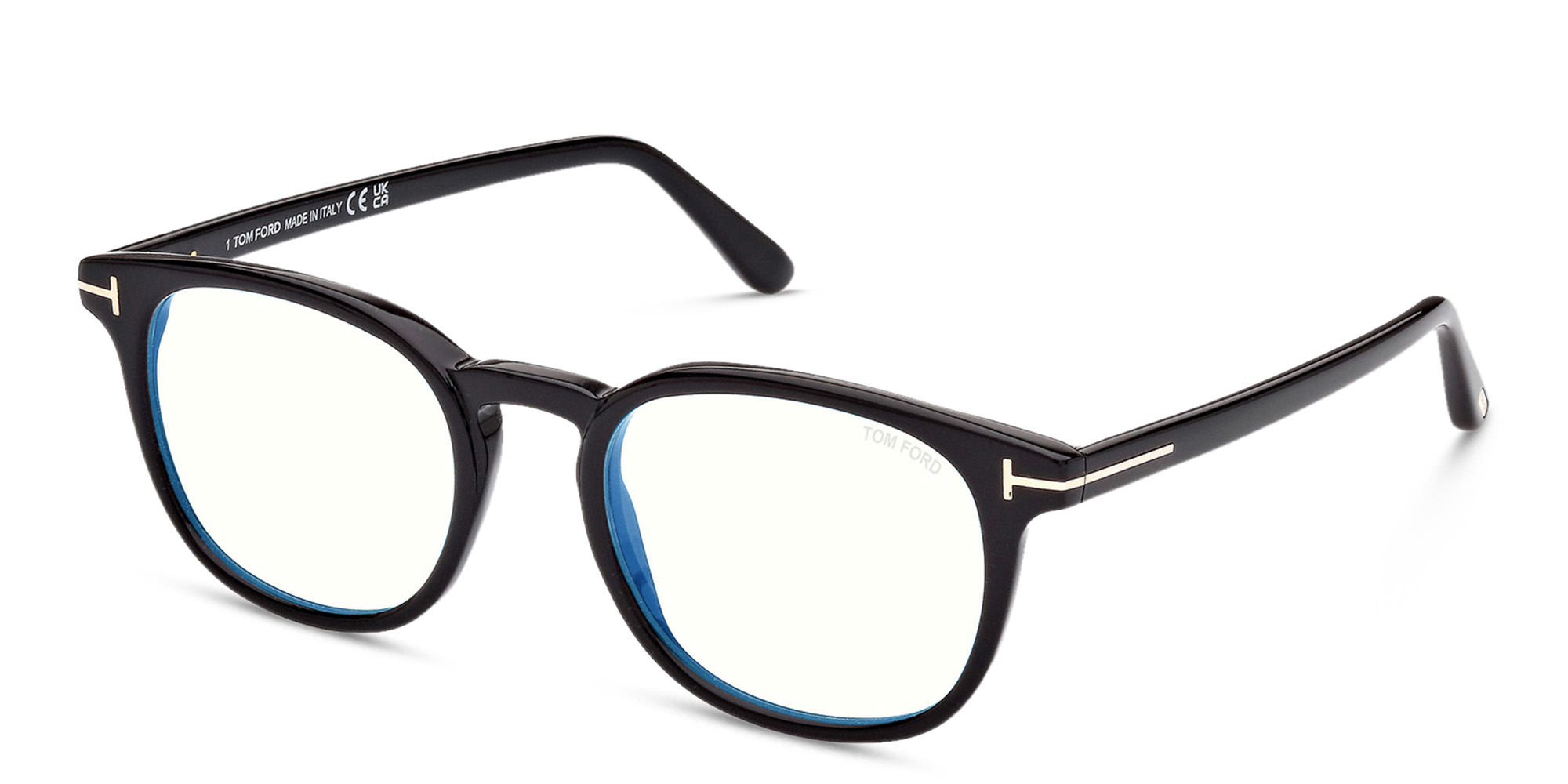 Shop TOM FORD Round Eyeglasses in Black online.