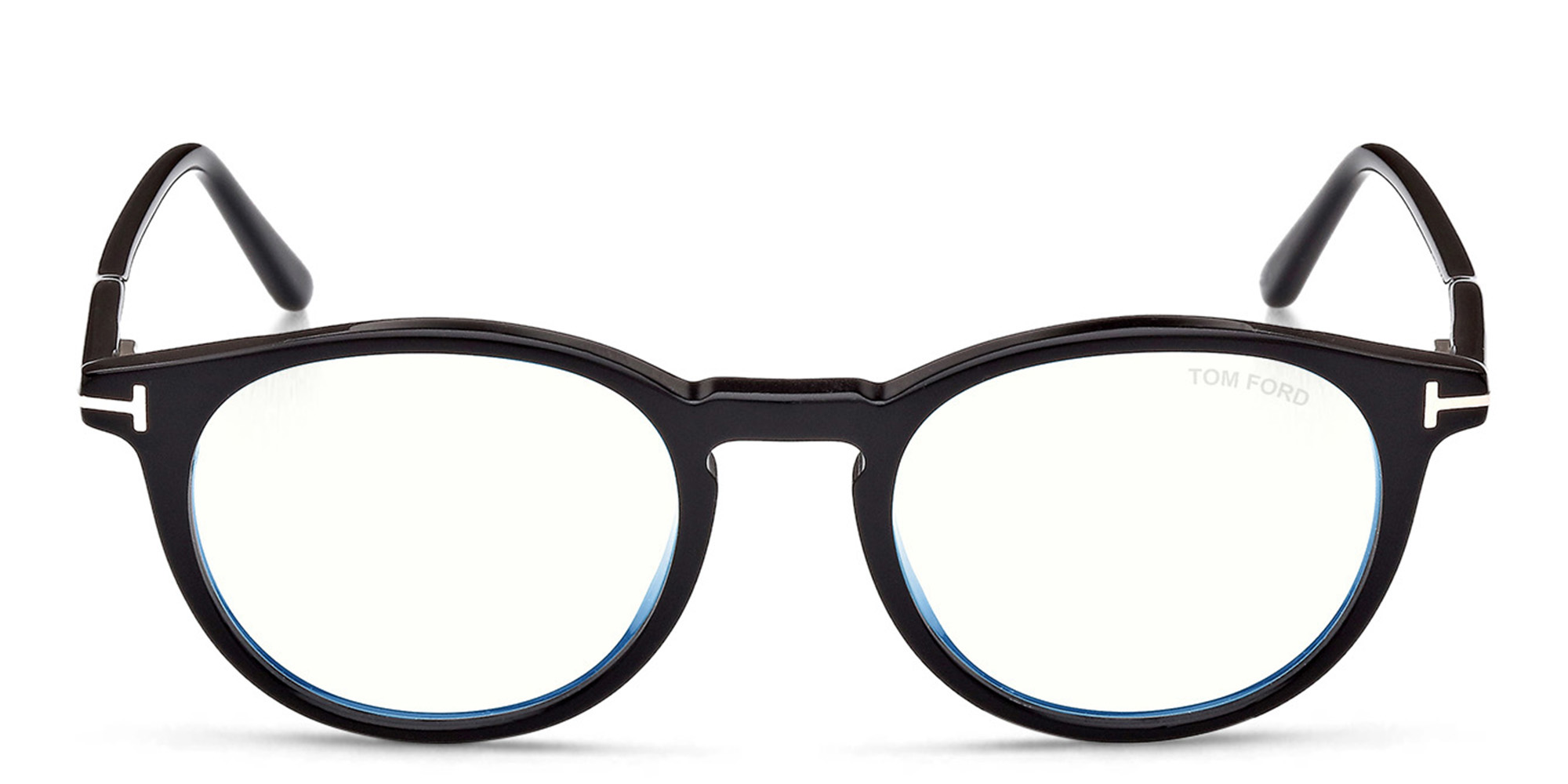 Shop TOM FORD Round Eyeglasses in Black online.