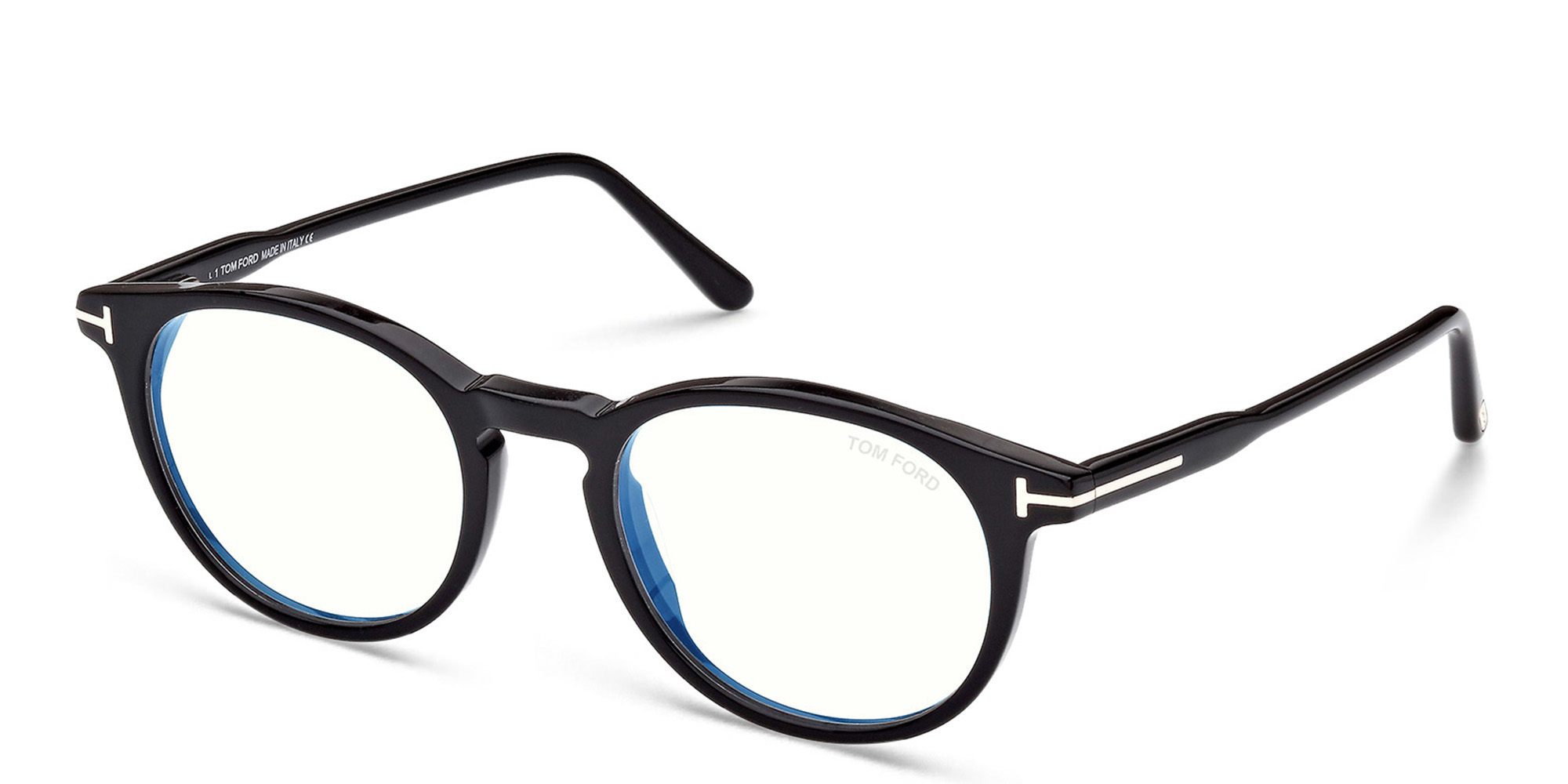 Shop TOM FORD Round Eyeglasses in Black online.