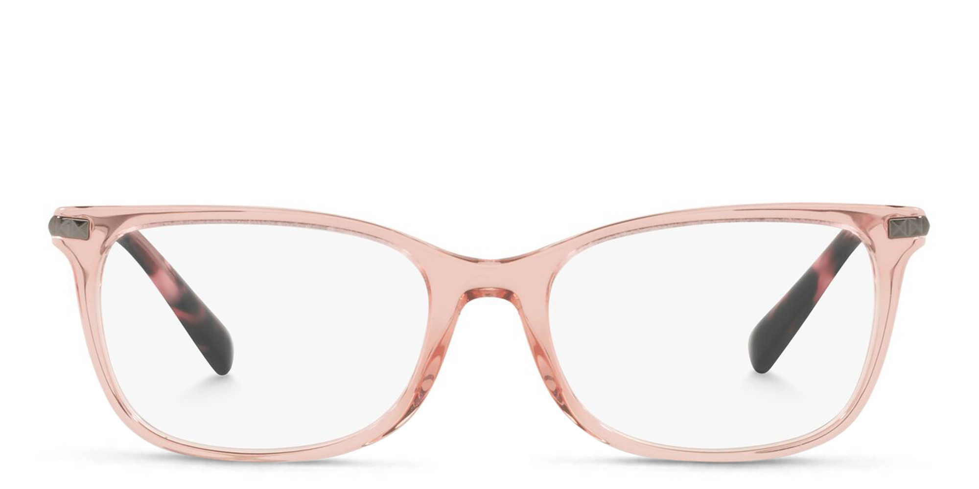 VALENTINO Stud Rectangle Eyeglasses in Transparent Pink – Product Photo 1