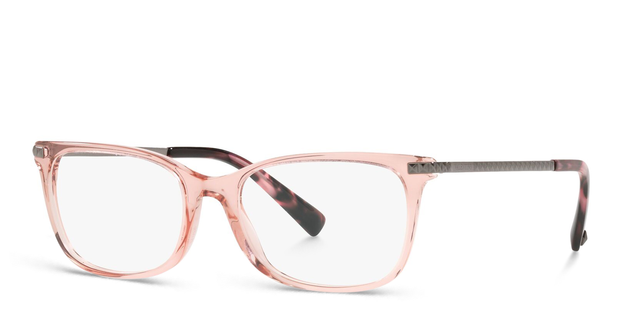 VALENTINO Stud Rectangle Eyeglasses in Transparent Pink – Product Photo 2