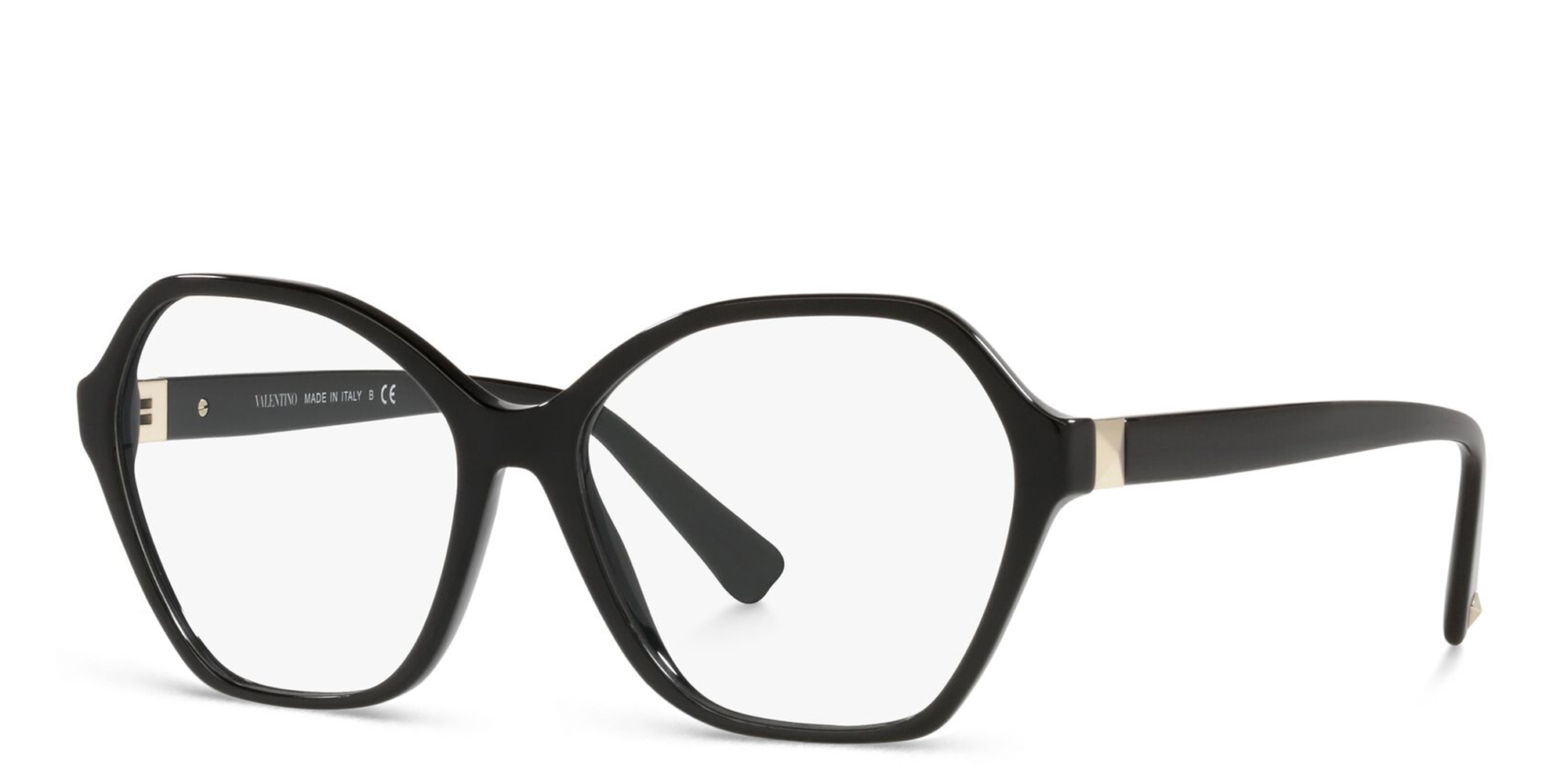 VALENTINO Studs Wide Irregular Eyeglasses in Black – Product Photo 2