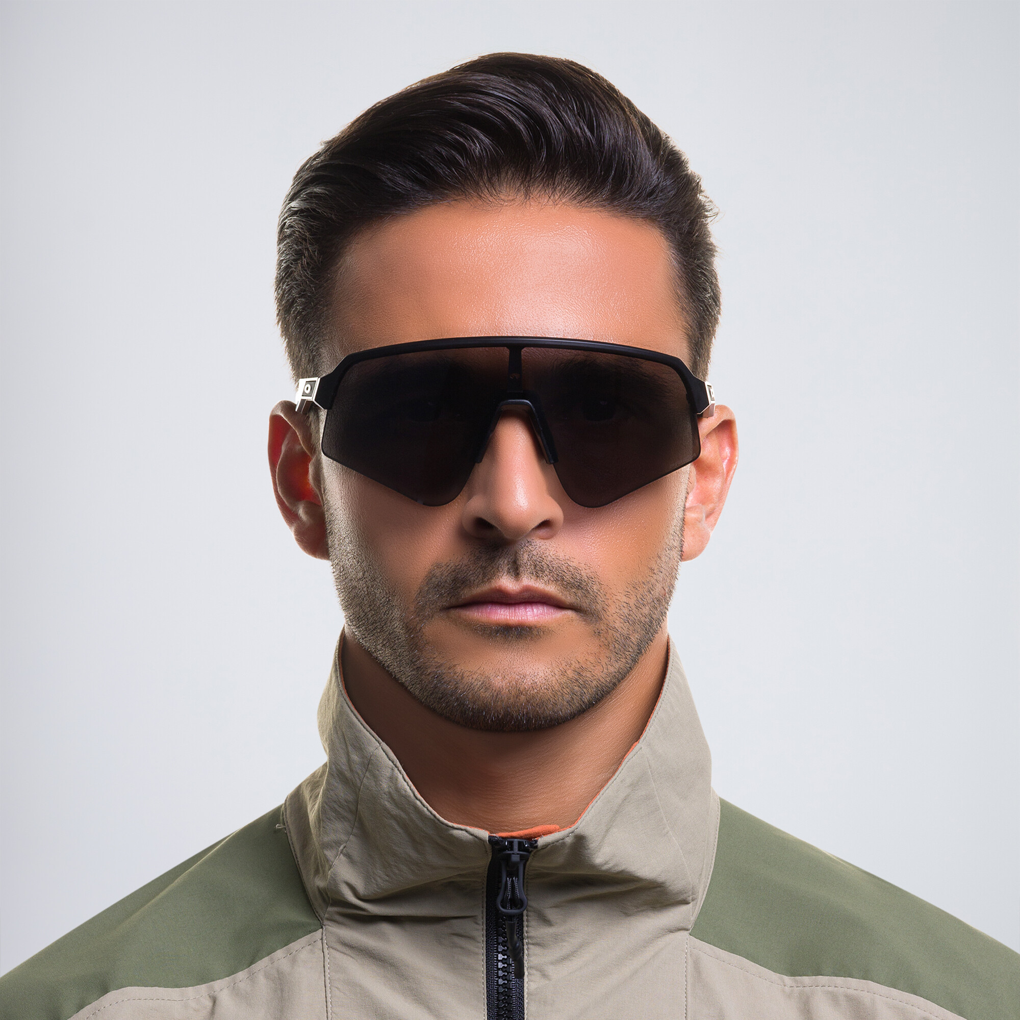 Shop Oakley Sutro Lite Sweep Half-Rim Rectangle Sunglasses in Black online.