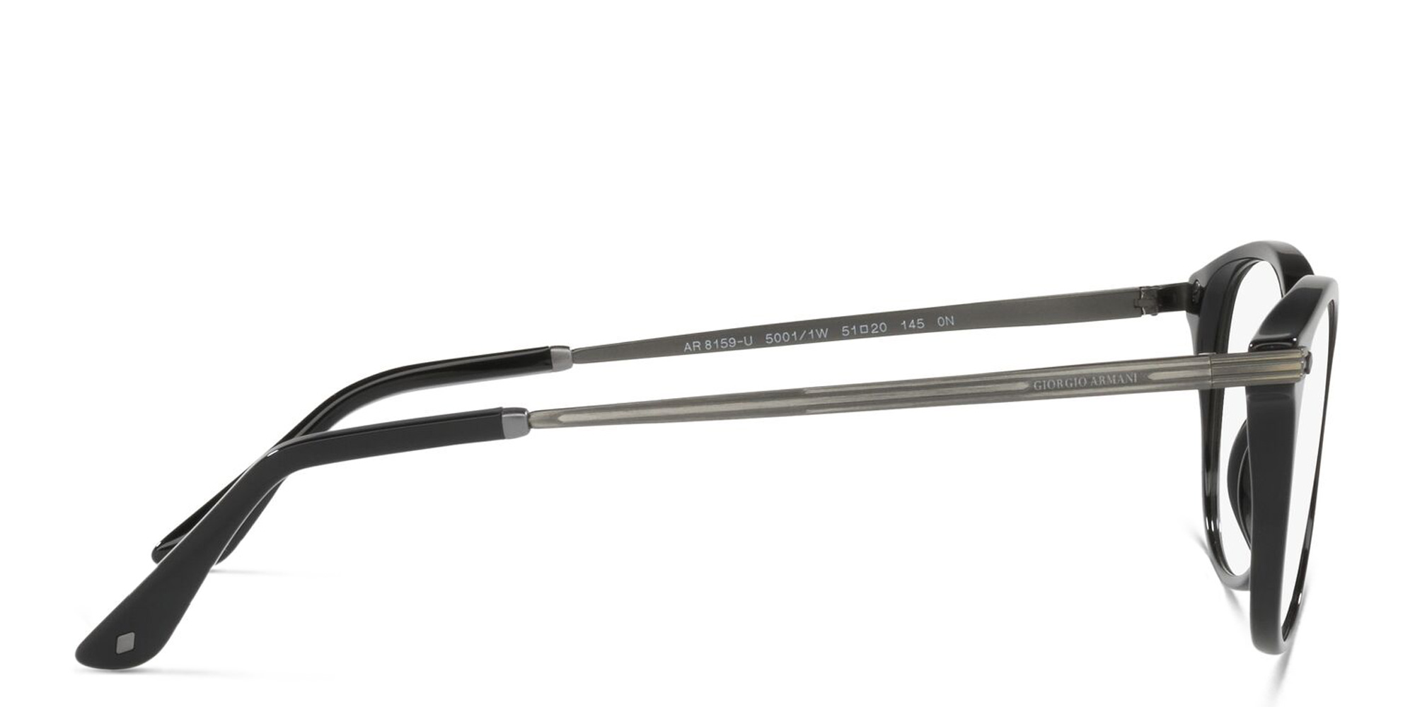 نظارة طبية بإطار دائري من جورجو أرماني بلون أسود - صورة المنتج 3