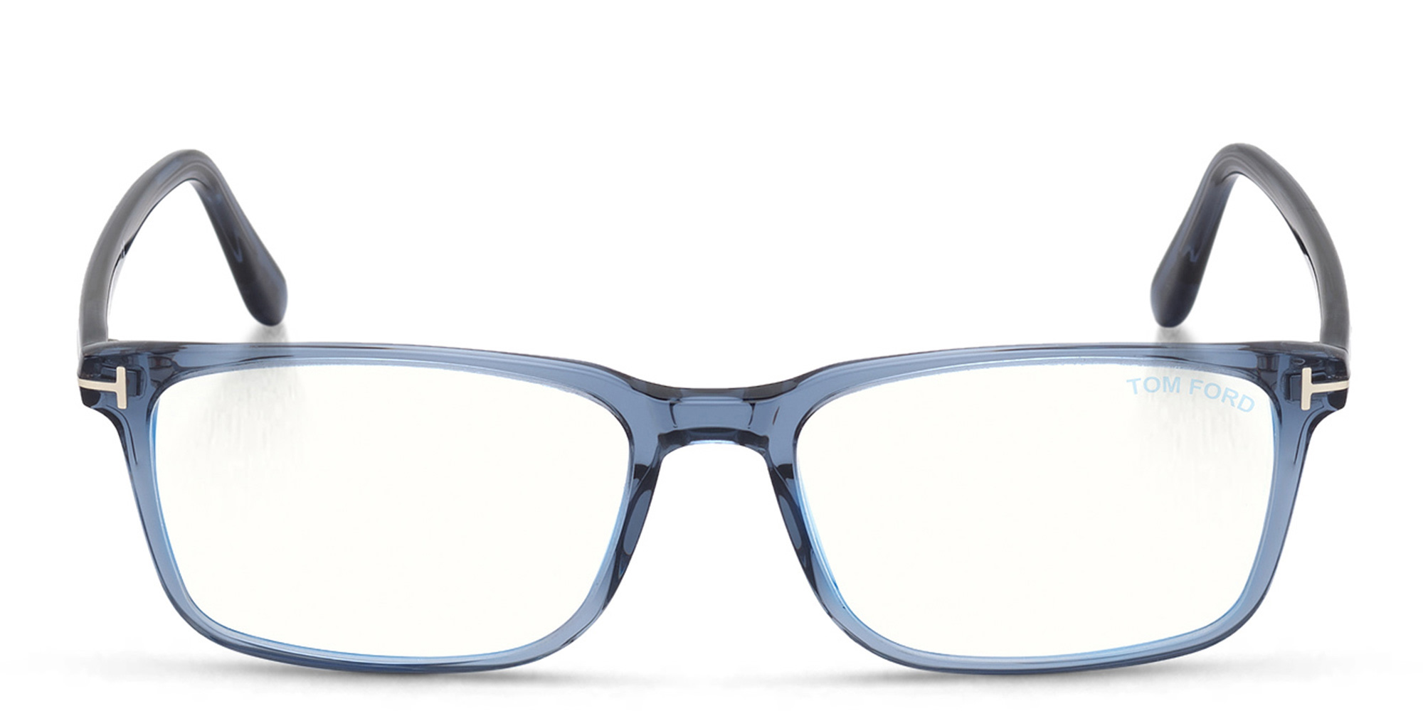 TOM FORD Rectangle Eyeglasses in Shiny Blue – Product Photo 1