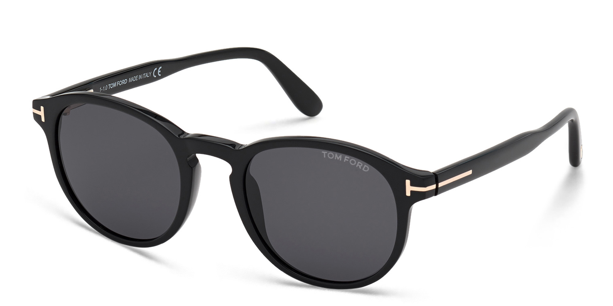 TOM FORD Round Sunglasses in Shiny Black – Product Photo 2