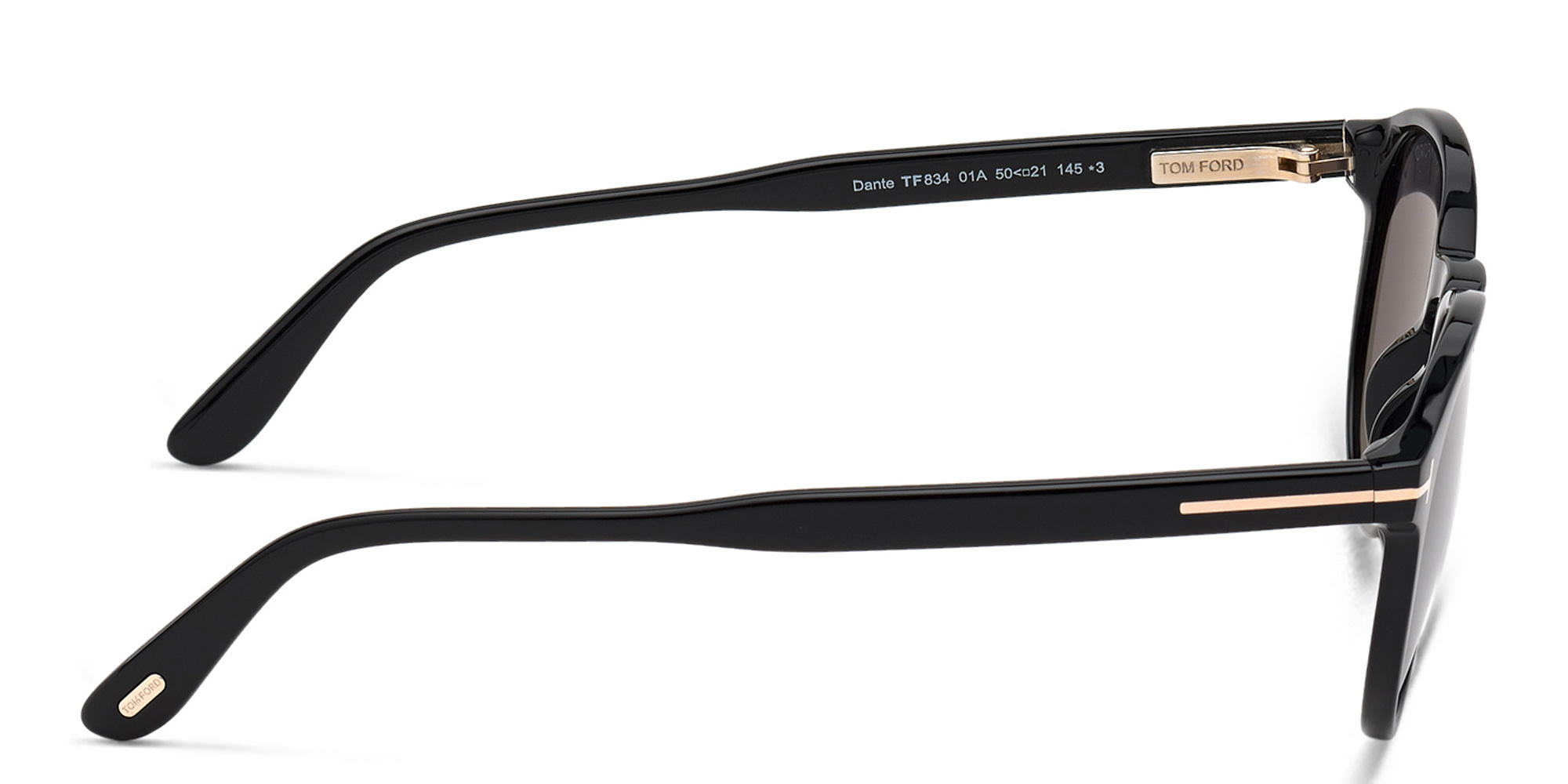 TOM FORD Round Sunglasses in Shiny Black – Product Photo 3