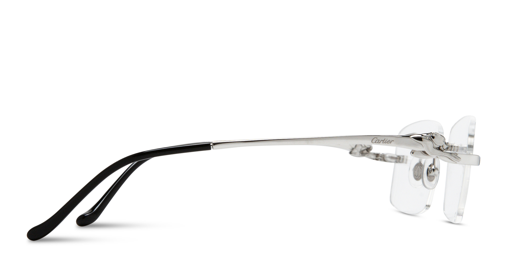 Cartier Panthère de Cartier Rectangle Eyeglasses in Silver – Product Photo 3