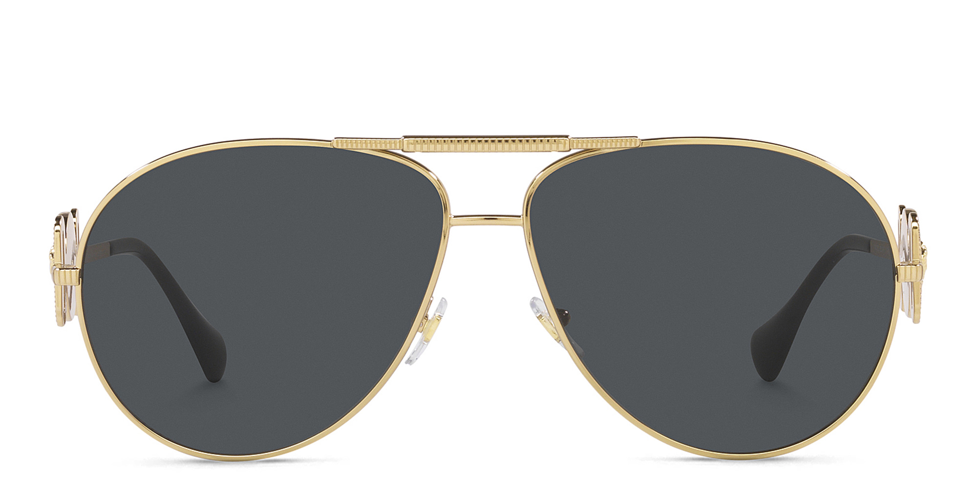 VERSACE Unisex Wide Aviator Sunglasses in Gold – Product Photo 1