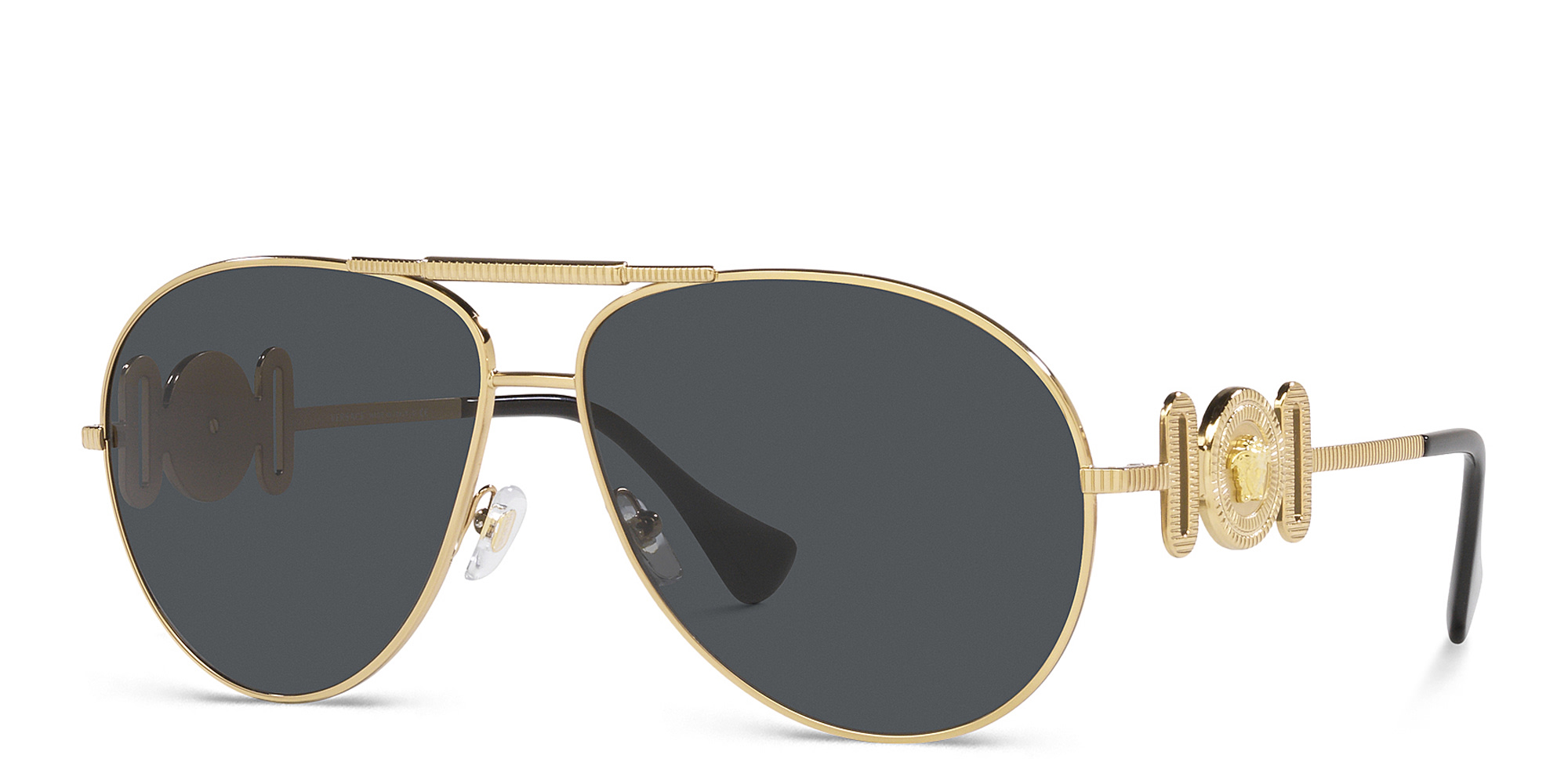 VERSACE Unisex Wide Aviator Sunglasses in Gold – Product Photo 2