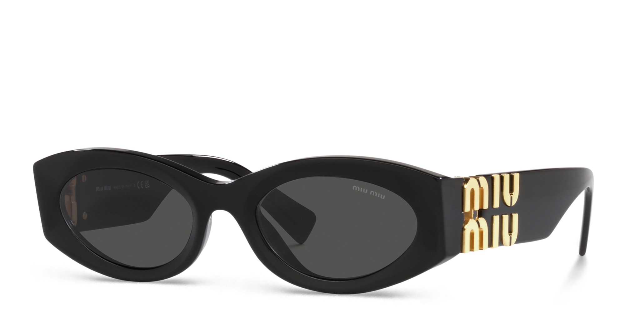 MIU MIU Oval Sunglasses in Black – Product Photo 2
