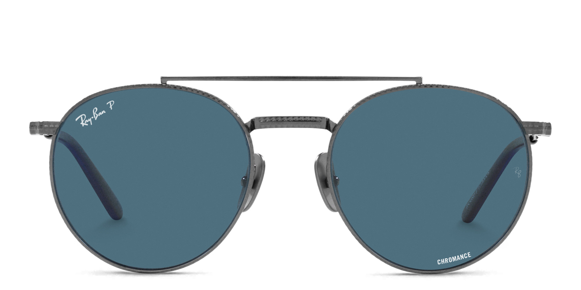 Shop Ray-Ban Logo Unisex Irregular Sunglasses in Gunmetal online.