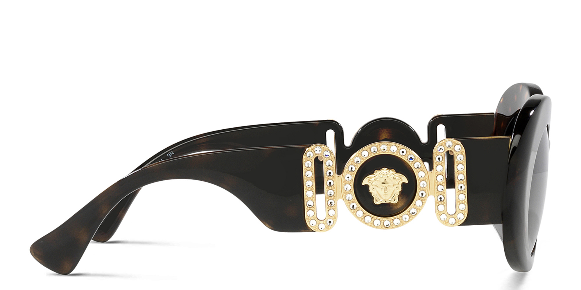 Shop VERSACE Rhinestone-embellished Medusa Sunglasses in Havana online.