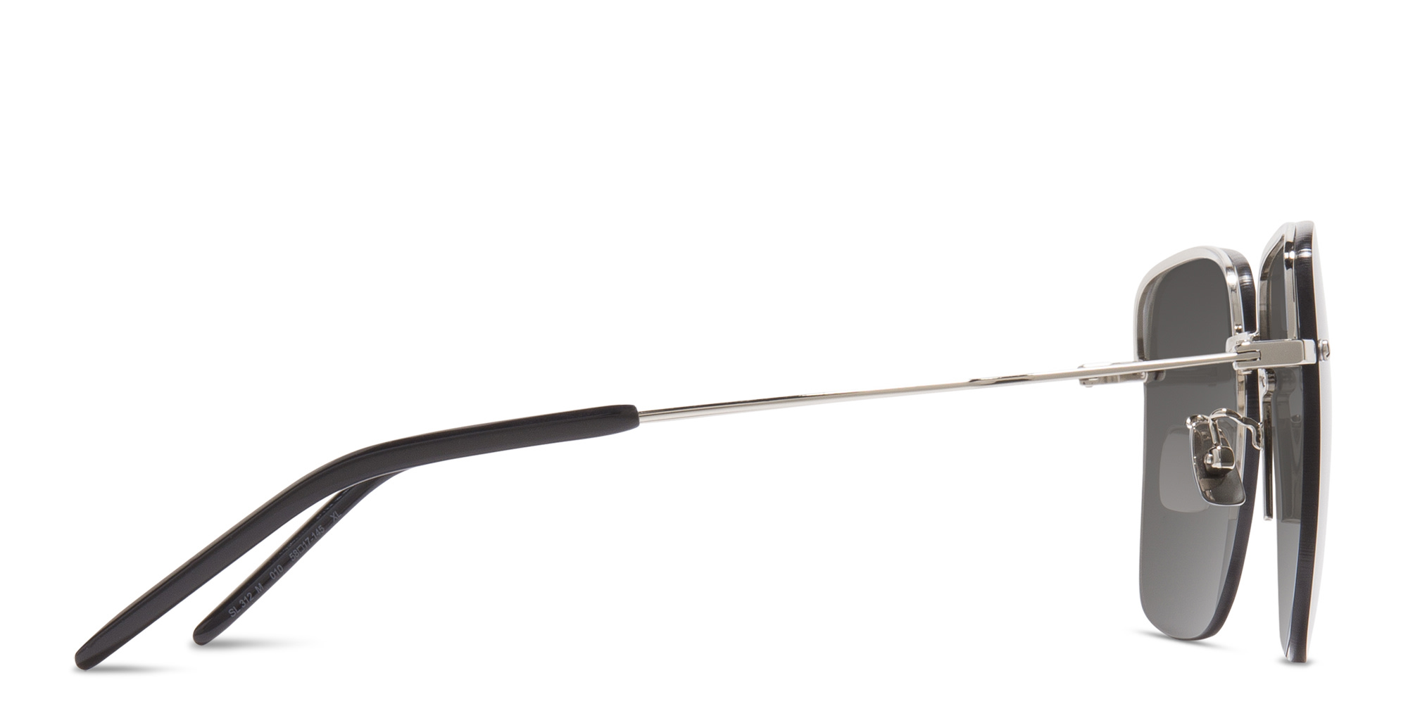 Shop SAINT LAURENT Half-Rim Square Sunglasses in Silver online.