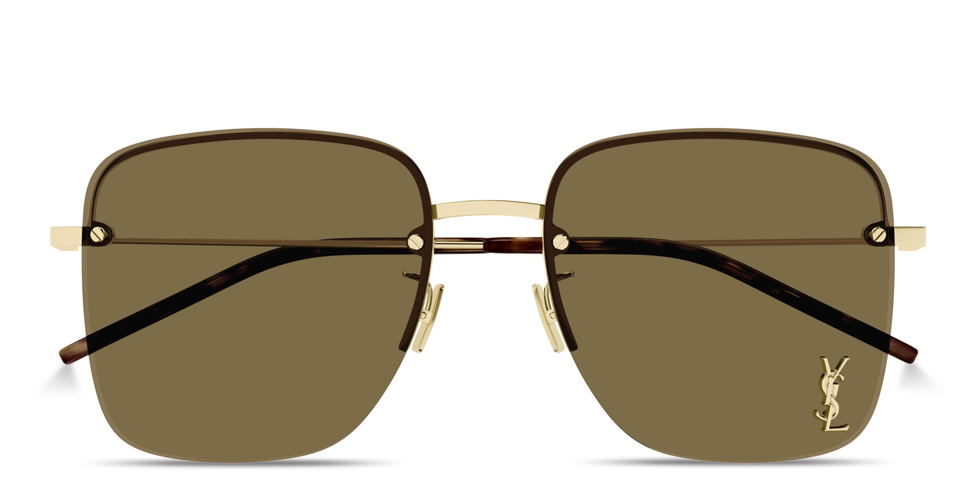 YSL Logo Oversized Half-Rim Square Sunglasses