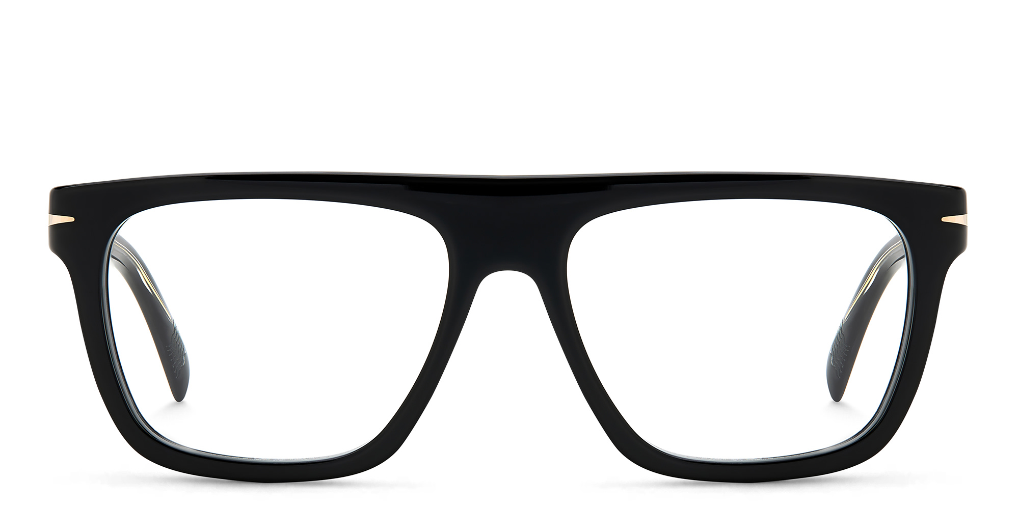 Shop DAVID BECKHAM Rectangle Eyeglasses in Black online.