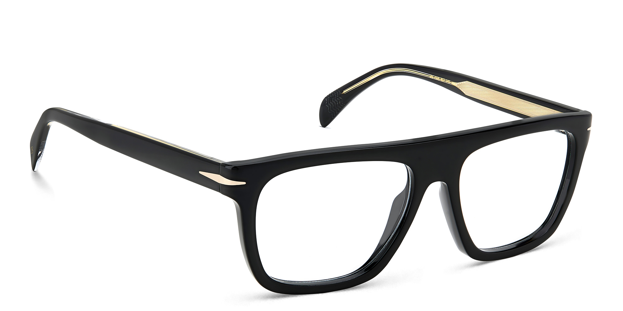 Shop DAVID BECKHAM Rectangle Eyeglasses in Black online.
