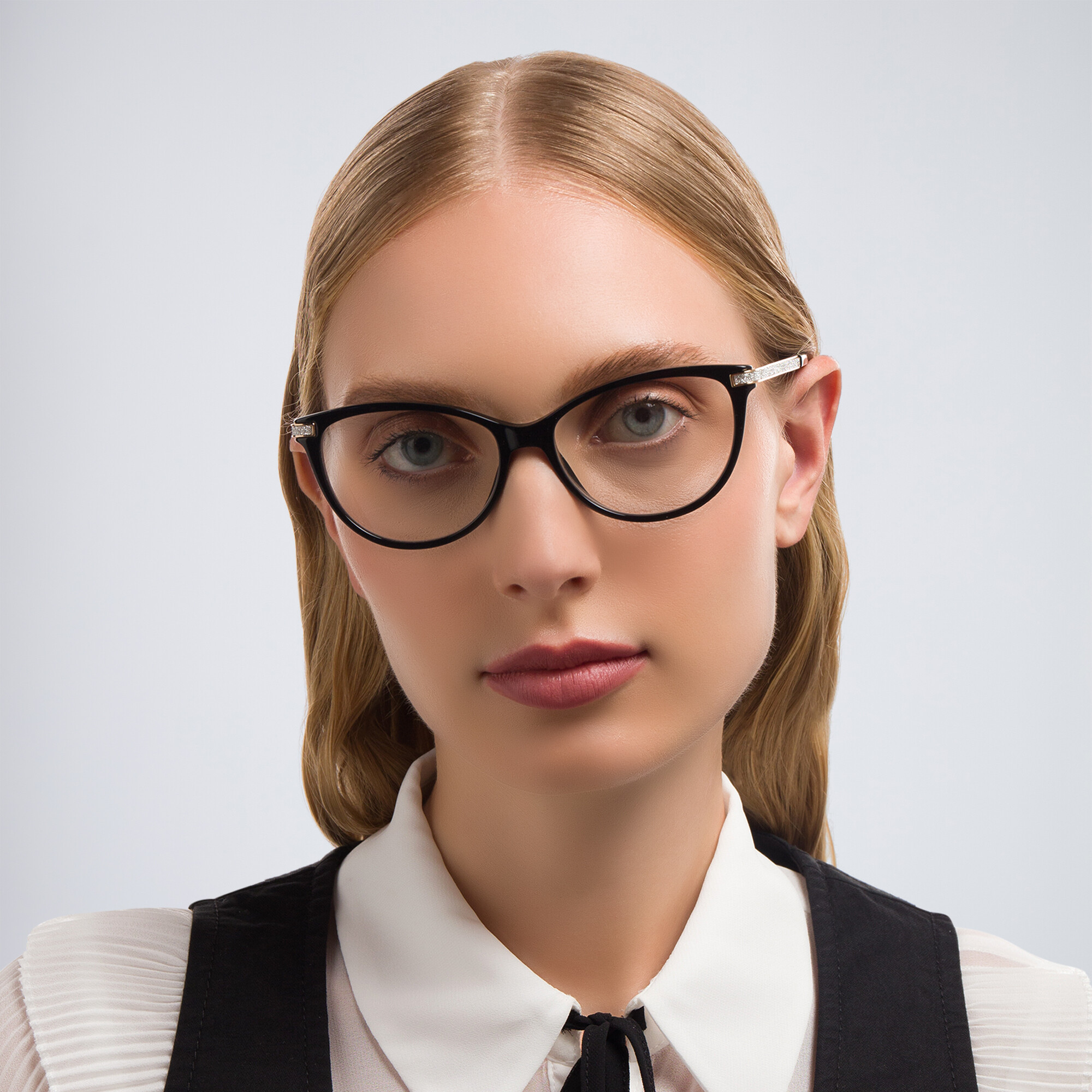 Shop JIMMY CHOO Crystal & Glitter Rectangle Eyeglasses in Black online.
