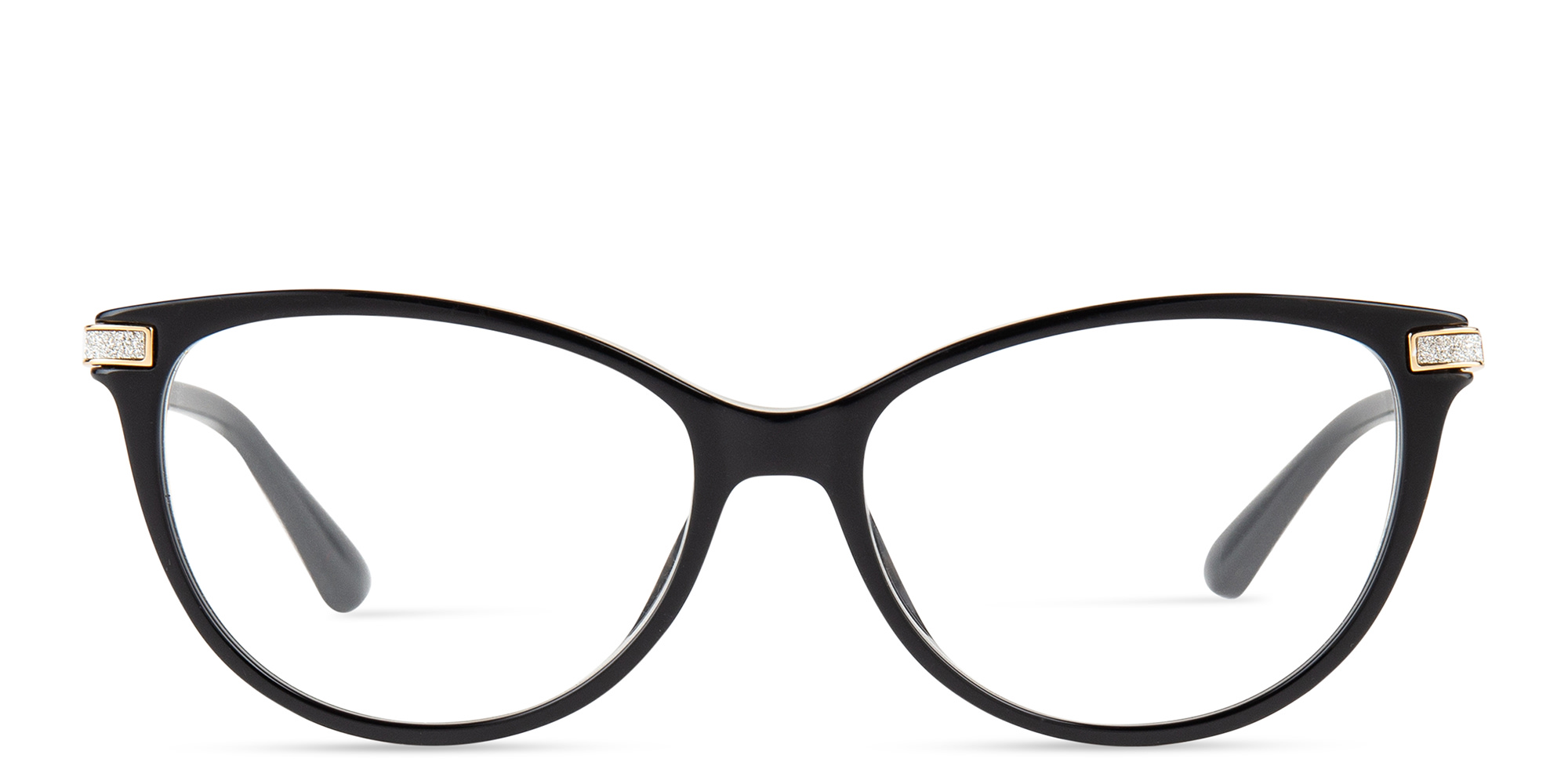 Shop JIMMY CHOO Crystal & Glitter Rectangle Eyeglasses in Black online.