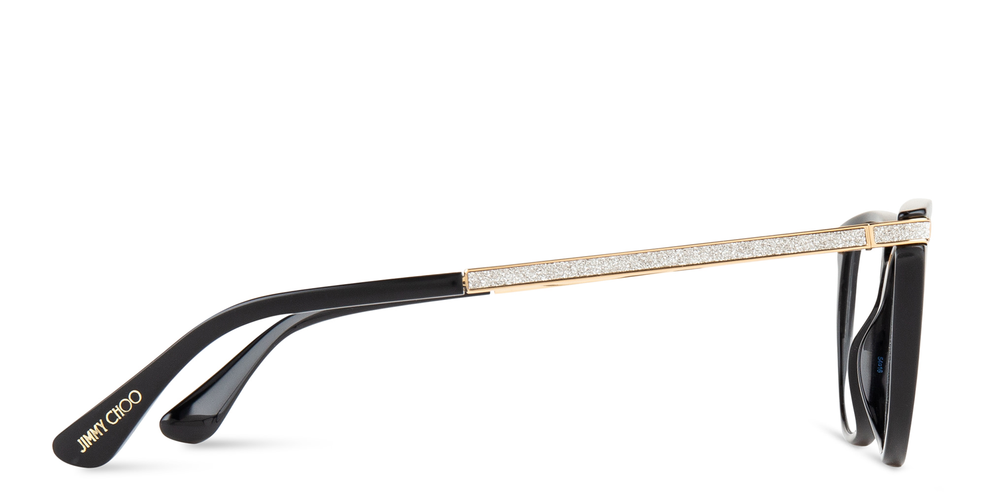 Shop JIMMY CHOO Crystal & Glitter Rectangle Eyeglasses in Black online.