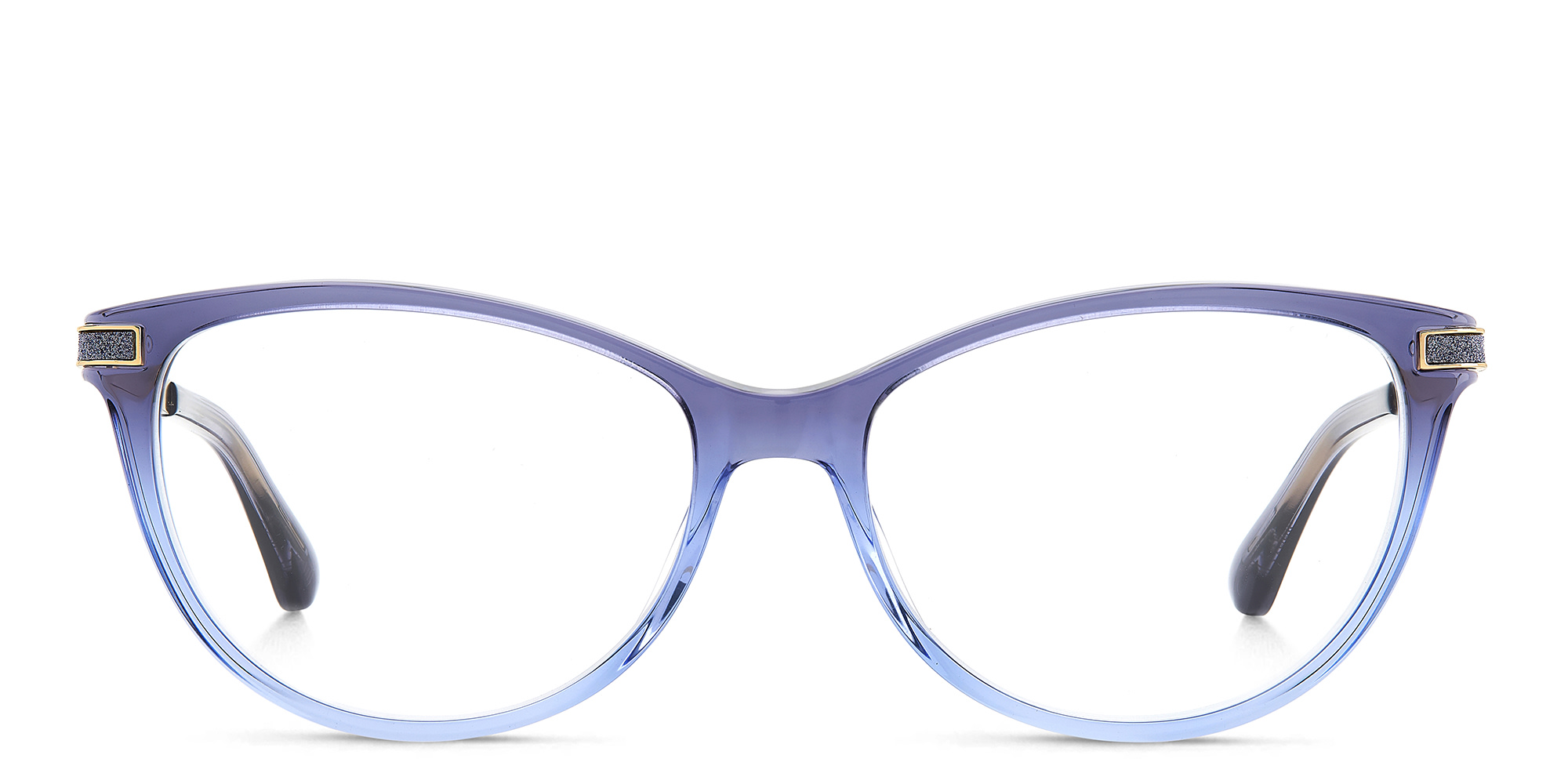 Shop JIMMY CHOO Rectangle Eyeglasses in Blue Shaded online.